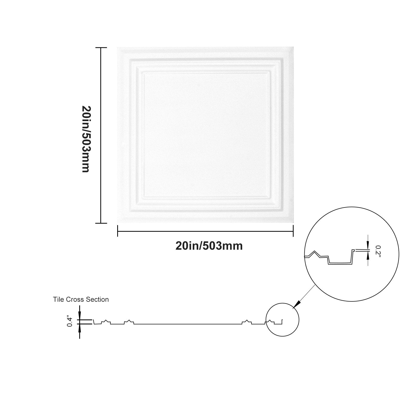 VEVOR Ceiling Tiles, 16-Pack 20 x 20 in, Drop Ceiling Tiles Premium Polystyrene Sheet, Easy Installation/ Cutting Plastic Glue-up Ceiling Tile, Basement Ceiling Covering for Home/Office Decoration