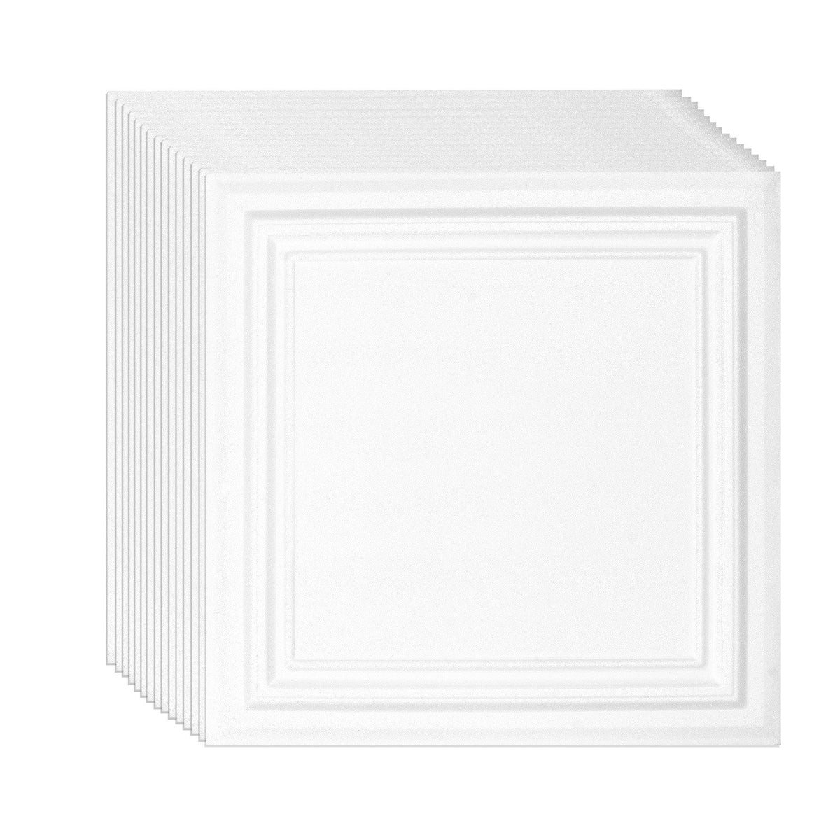 VEVOR Ceiling Tiles, 16-Pack 20 x 20 in, Drop Ceiling Tiles Premium Polystyrene Sheet, Easy Installation/ Cutting Plastic Glue-up Ceiling Tile, Basement Ceiling Covering for Home/Office Decoration
