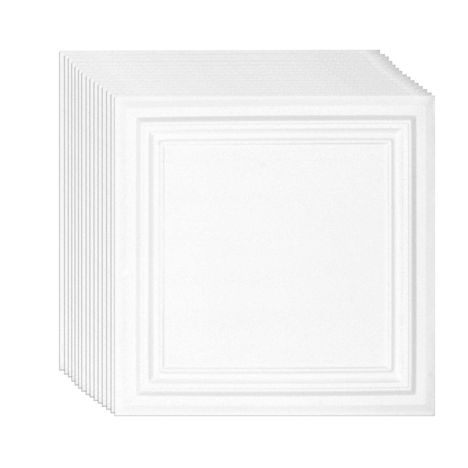 VEVOR Ceiling Tiles, 16-Pack 20 x 20 in, Drop Ceiling Tiles Premium Polystyrene Sheet, Easy Installation/ Cutting Plastic Glue-up Ceiling Tile, Basement Ceiling Covering for Home/Office Decoration