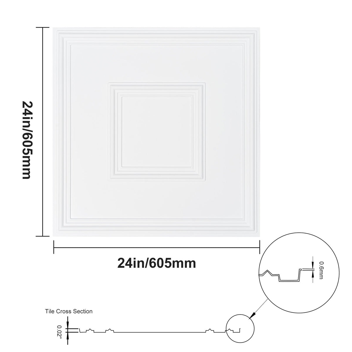 VEVOR Ceiling Tiles 12-Pack 24 x 24 in PVC Easy Installation White Geometric