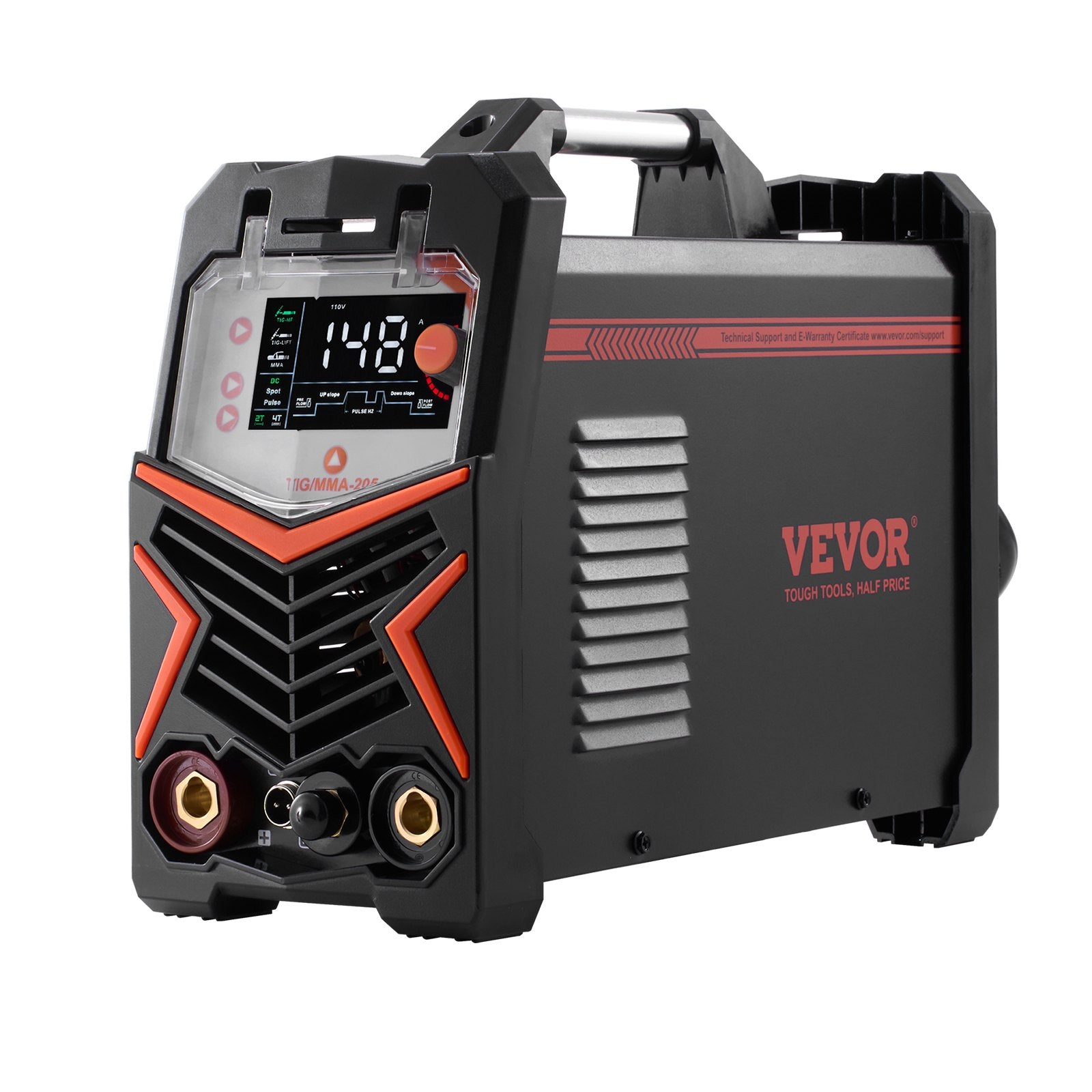 VEVOR TIG Welder, 205A 3-In-1 Welding Machine (Large LED Display)- DC TIG/DC Pulse TIG/MMA(Stick), Electric Welder with IGBT Inverter High-Frequency Start