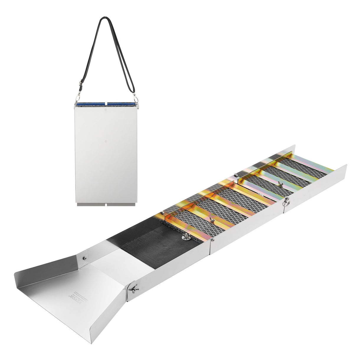 VEVOR Gold Panning Kit With Sluice Box, 50&quot; Aluminum Gold Mining Equipment, 23 PCS Gold Prospecting Kit with Gold Pan, Classifier Screen, Separating Magnet, Drawstring Backpack and Accessories