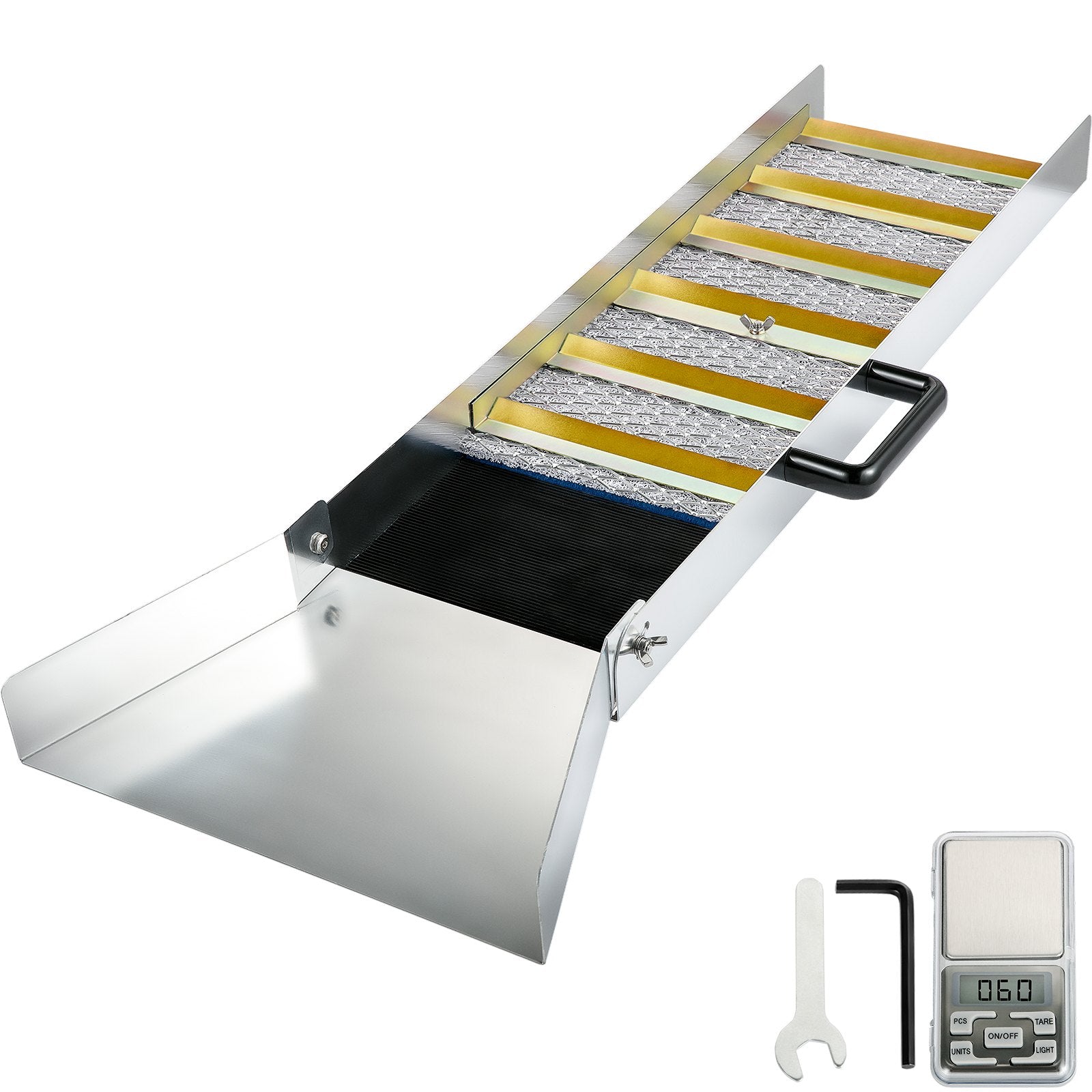 VEVOR Aluminum Alloy Sluice Box, Compact 36" Mini Sluice Boxes for Gold, Lightweight Gold Sluice Equipment, Portable Sluice Boxes with Miner\'s Moss, River, Creek, Gold Panning, Prospecting, Dredging