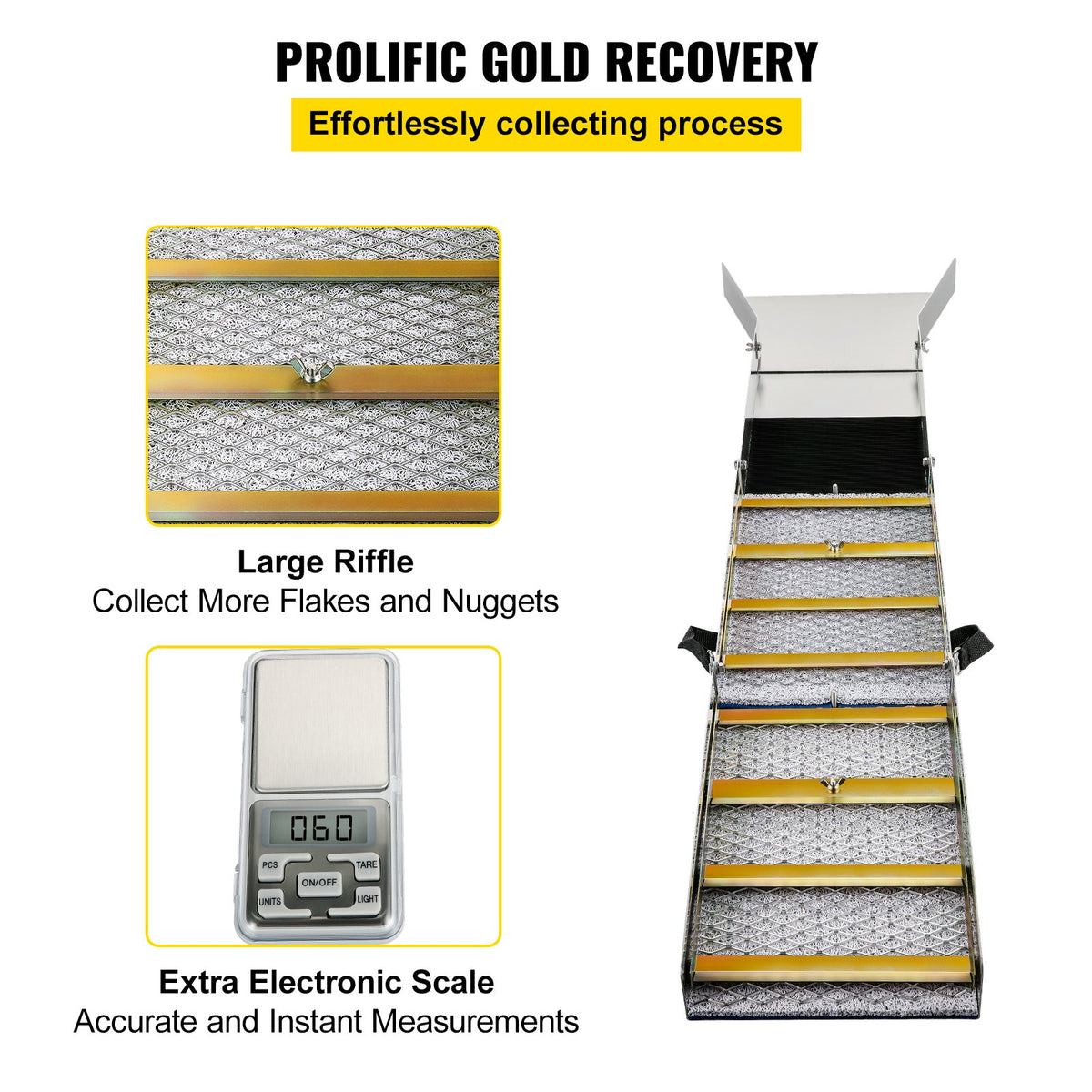 VEVOR Folding Aluminum Alloy Sluice Box, Compact 50" Sluice Boxes for Gold, Lightweight Gold Sluice Equipment, Portable Sluice Boxes with Miner's Moss, River, Creek, Gold Panning, Prospecting, Dredg