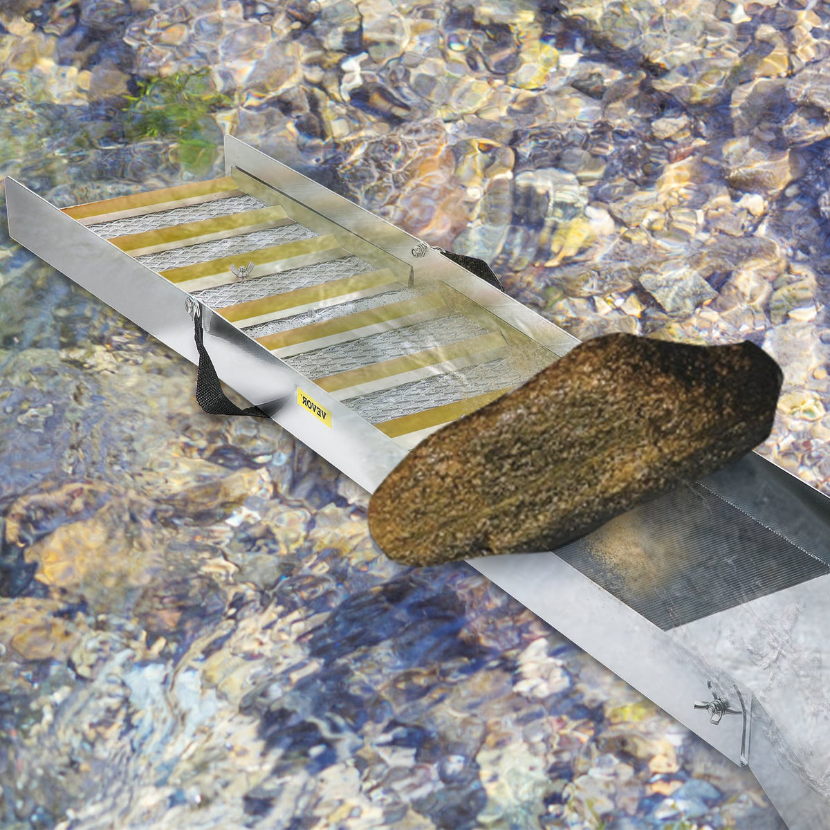 VEVOR Folding Aluminum Alloy Sluice Box, Compact 50" Sluice Boxes for Gold, Lightweight Gold Sluice Equipment, Portable Sluice Boxes with Miner's Moss, River, Creek, Gold Panning, Prospecting, Dredg