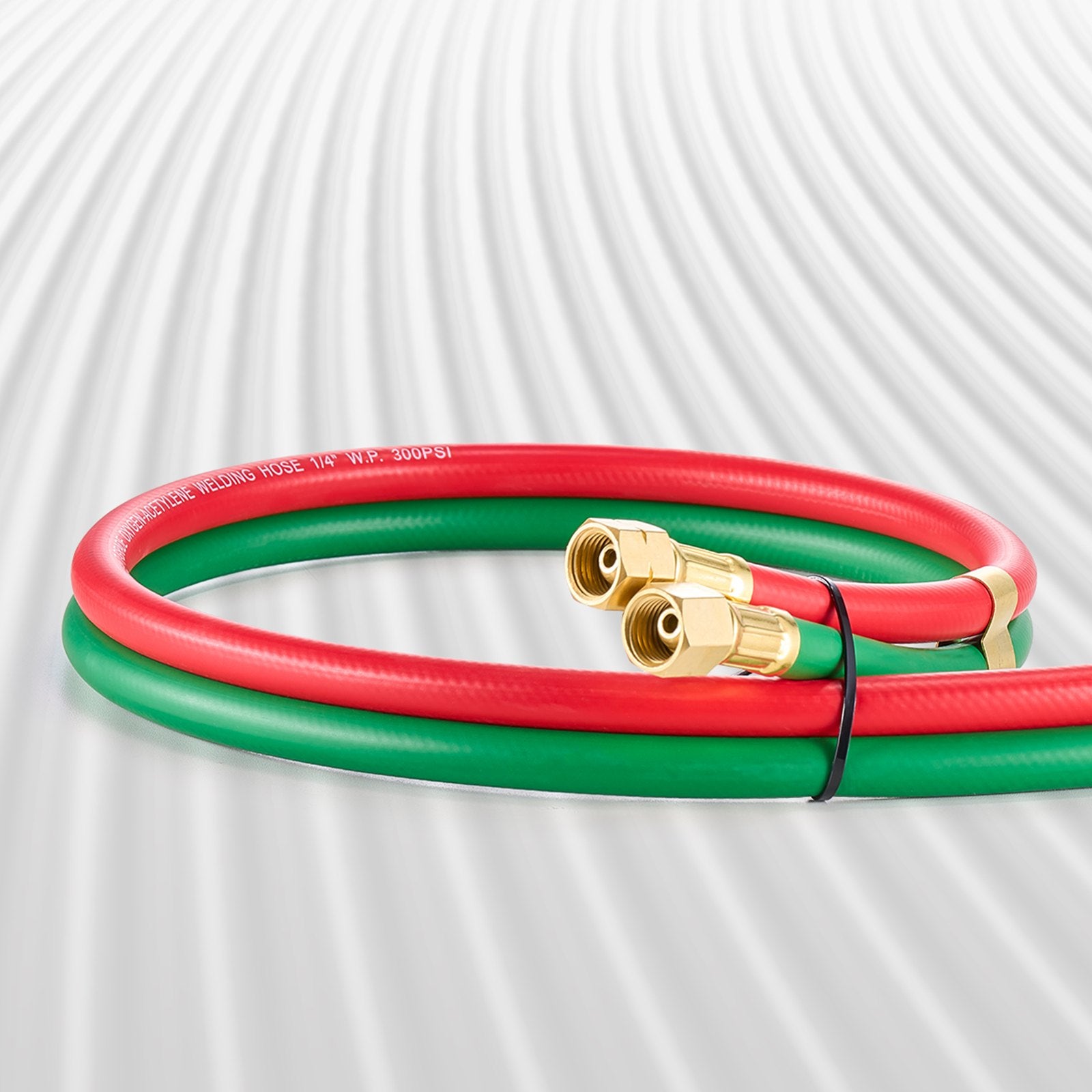 VEVOR Oxygen Acetylene Hose, 1/4-Inch x 25FT Oxy Acetylene Hose with 9/16"-18 B Fitting, 300PSI T Grade Welding Cutting Torch Twin Hose, Compatible with Oxygen, Acetylene, Propane and Other Fuel Gases