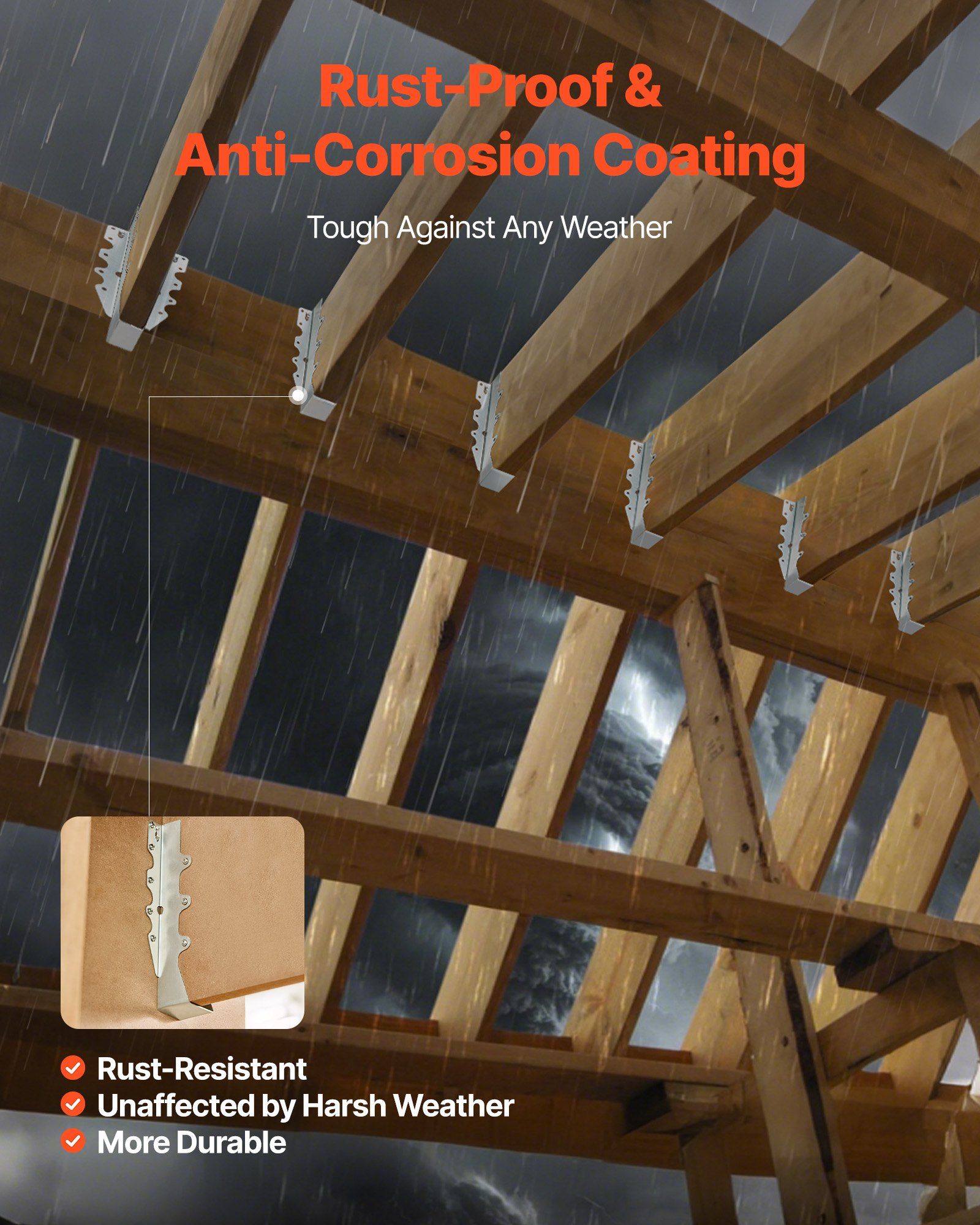 50 Pcs Joist Hanger, Inner Dimensions 1.57 x 1.50 x 7.83 inch / 40 x 38 x 199 mm, Rafter Hurricane Ties Joist Hangers with Rustproof Coating, Tie Brackets for Floor Deck and Ceiling Trusses