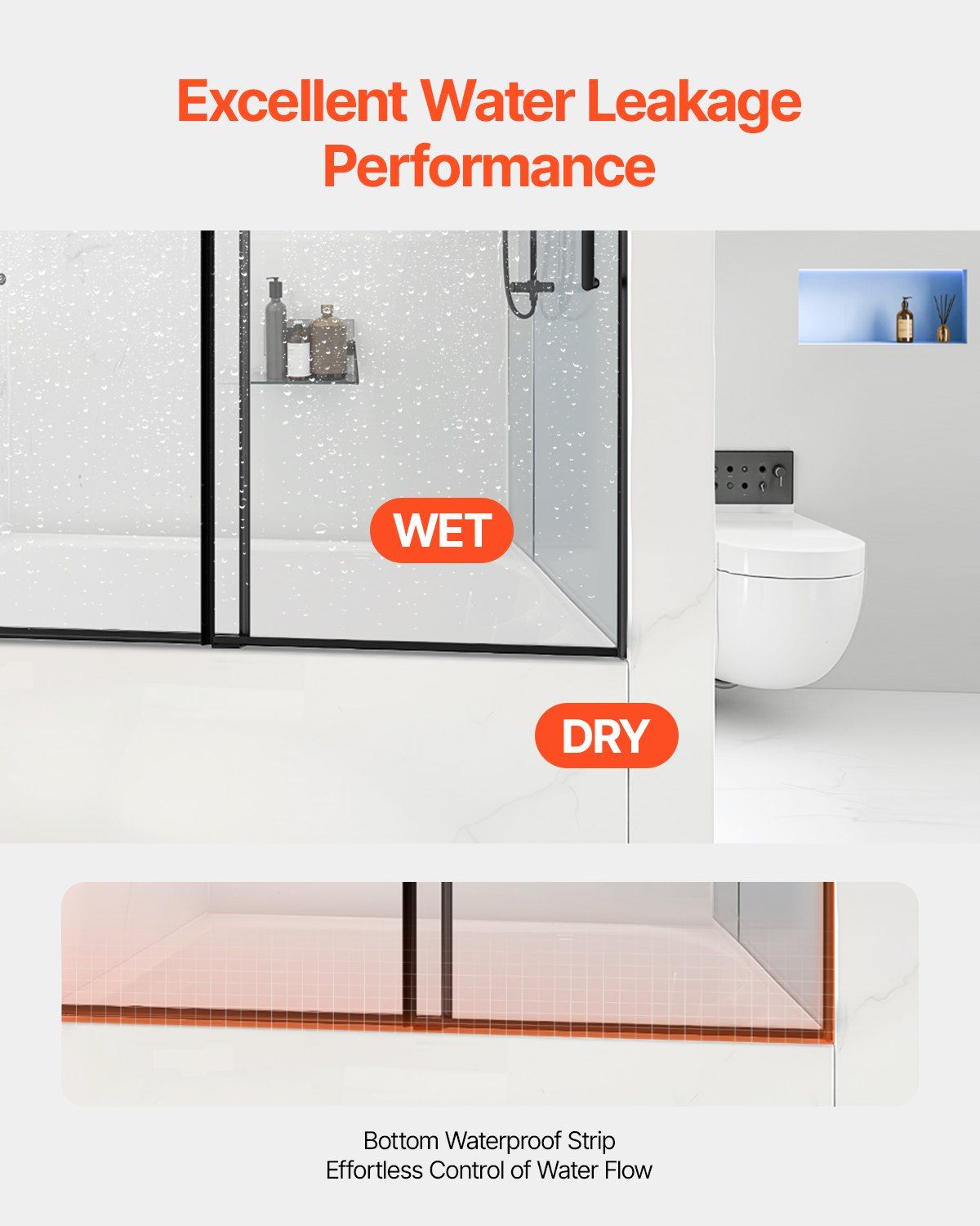 Frameless Sliding Bathtub Door, 1422-1524 mm x 1524 mm, Frameless Shower Glass Door, Frameless Double Sliding Tub Door with 5/16 in Clear Tempered Glass and Stainless Steel Handle, Black Finish