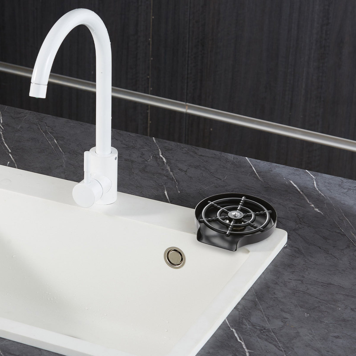 VEVOR Glass Rinser 10-Hole 360 Rotating Stainless Steel Washer ABS Cup Holder