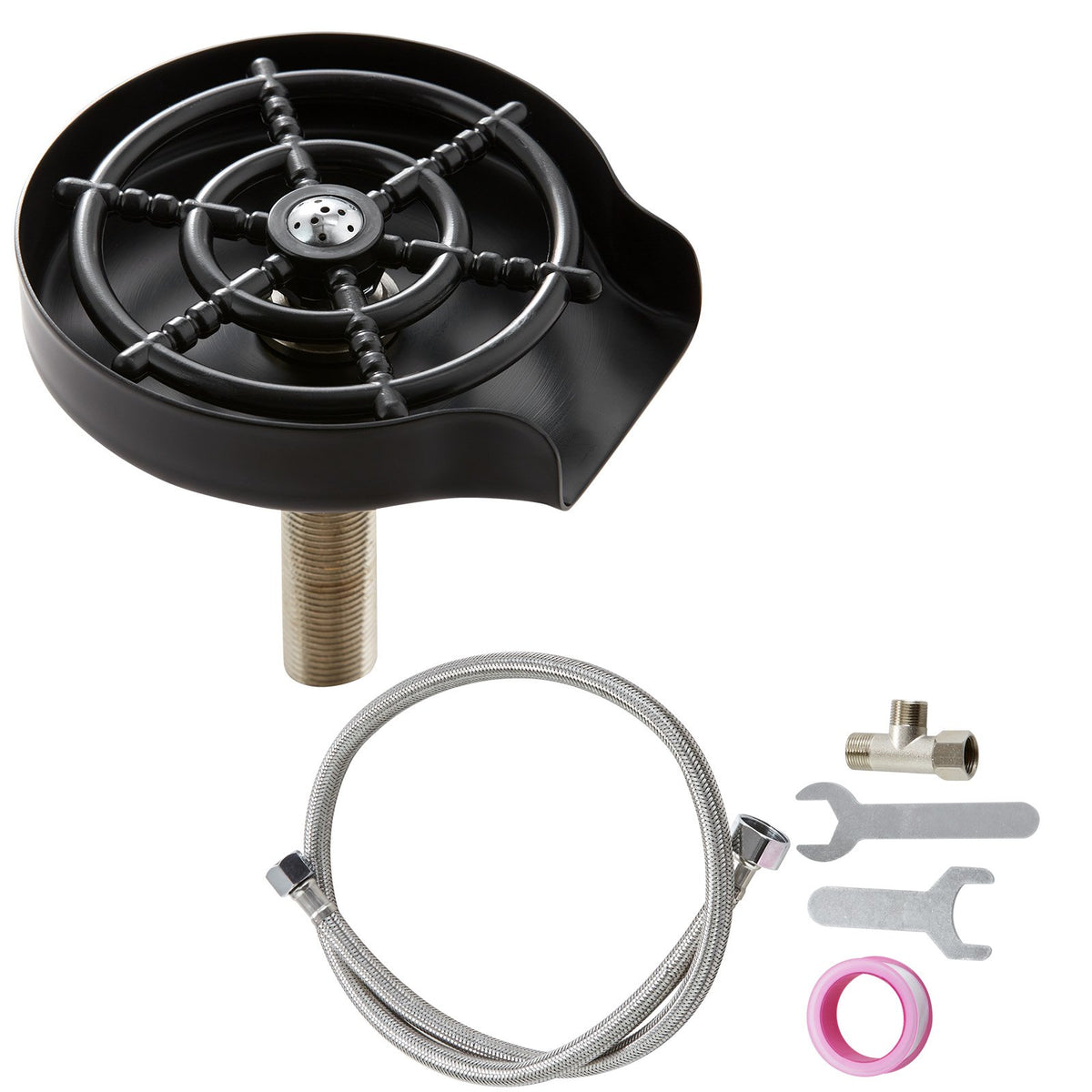 VEVOR Glass Rinser 10-Hole 360 Rotating Stainless Steel Washer ABS Cup Holder