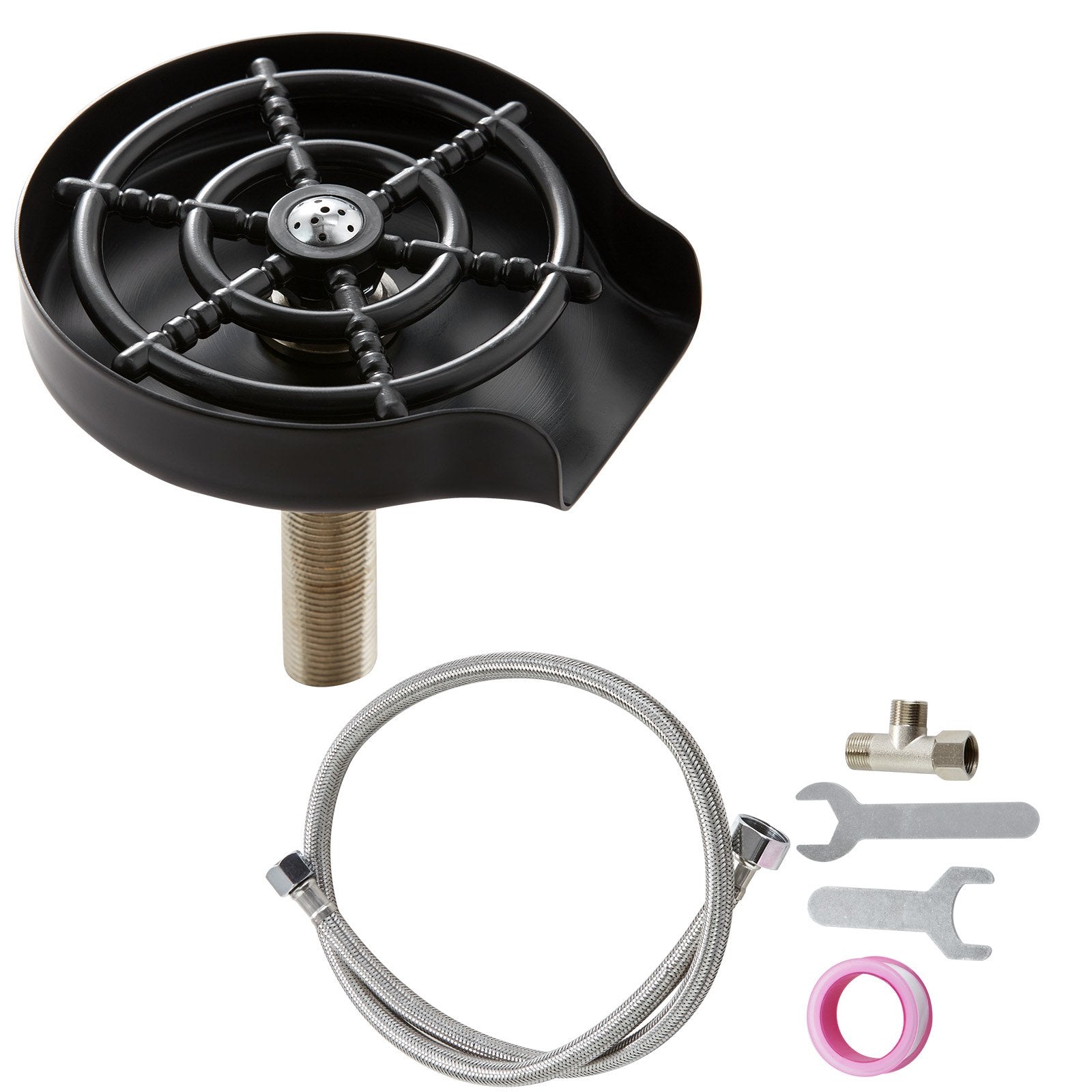 VEVOR Glass Rinser 10-Hole 360 Rotating Stainless Steel Washer ABS Cup Holder