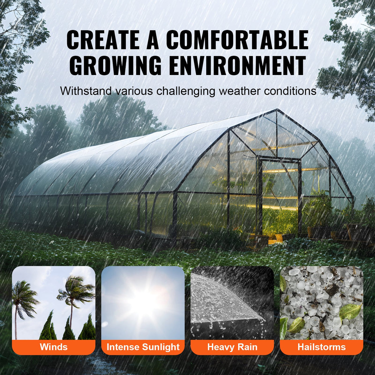 VEVOR Greenhouse Plastic Sheeting 10 x 40 ft 6Mil Clear Polyethylene Film