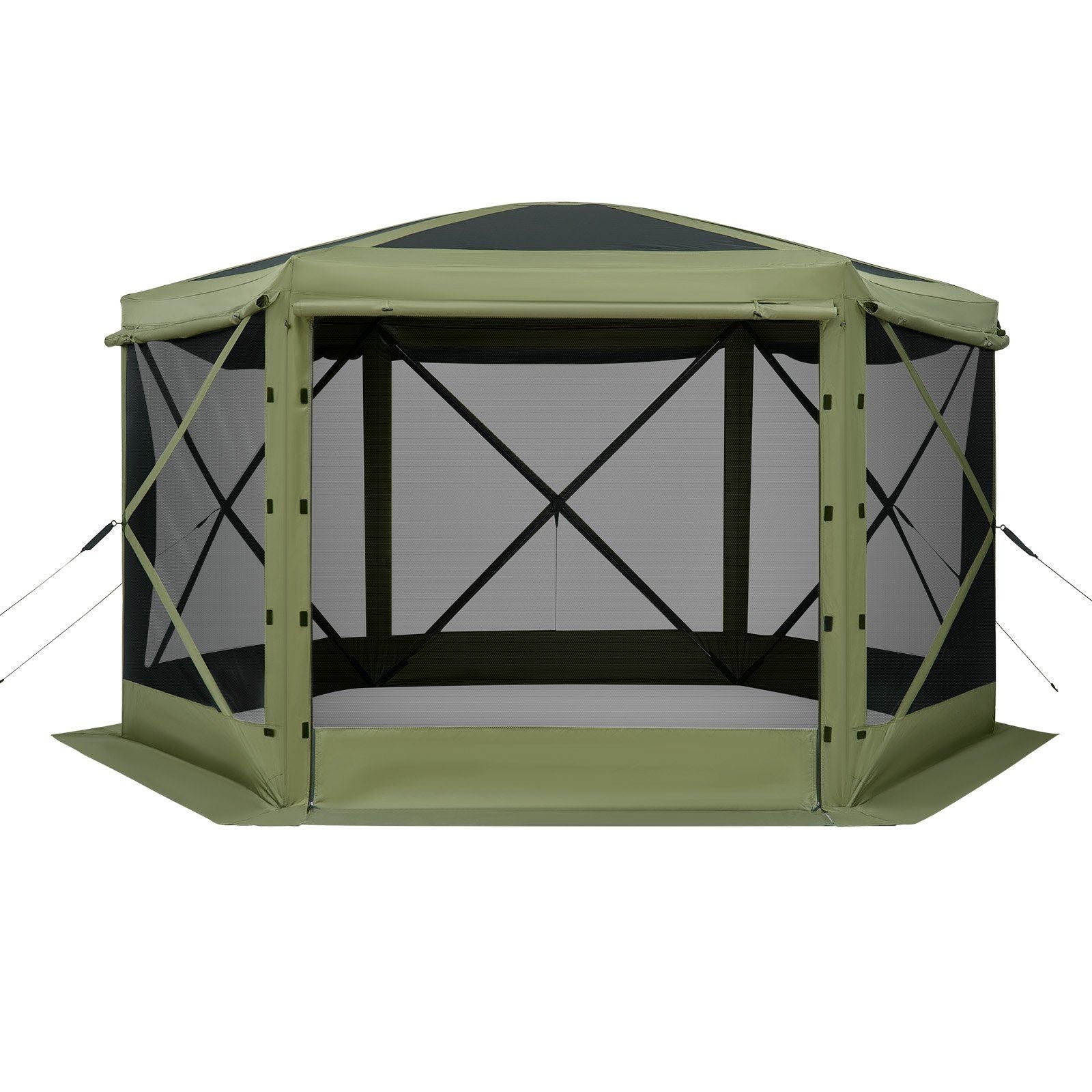 Pop up Gazebo Screen Tent, 3x3 m Large 6-Sided Camping Canopy Tent with Removable Top & Carry Bag, Quick-Set & Bite-Proof, Screen House Sun Shelter for 6-8 Persons Backyard Patio, Green