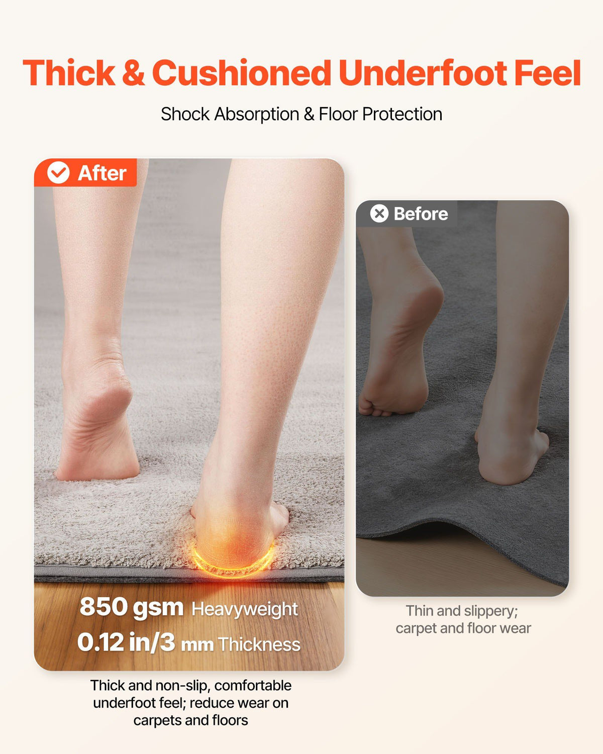 Rug Pad 3.05 x 4.27 m, Non-slip Carpet Area Pad, Rug Mat Padding with Dual Surface Felt Cushion & Rubber Gripper, Hardwood Floor Protection for All Floors, Finishes, Keeps Carpets in Place