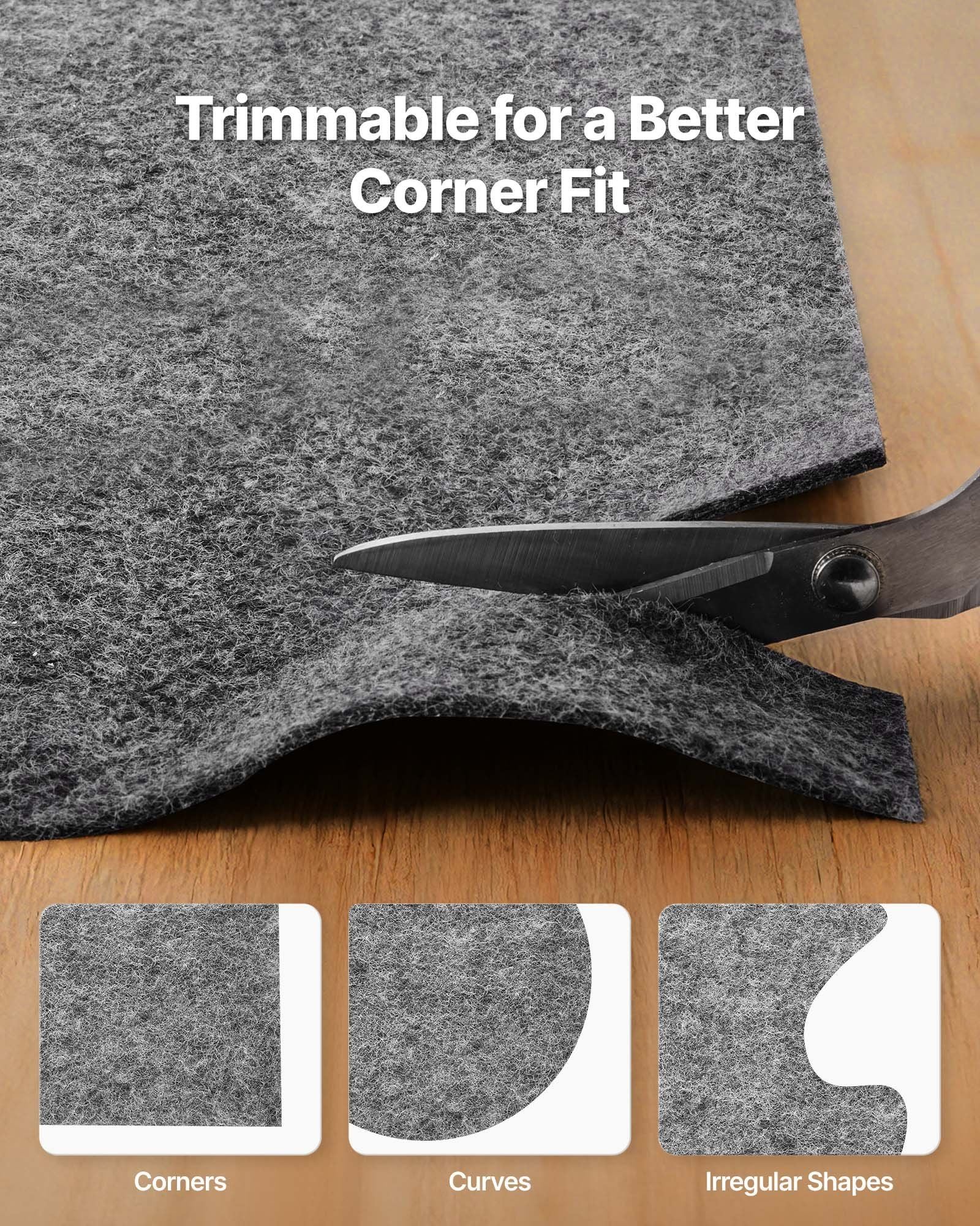 Rug Pad 0.91 x 1.52 m, Non-slip Carpet Area Pad, Rug Mat Padding with Dual Surface Felt Cushion & Rubber Gripper, Hardwood Floor Protection for All Floors, Finishes, Keeps Carpets in Place