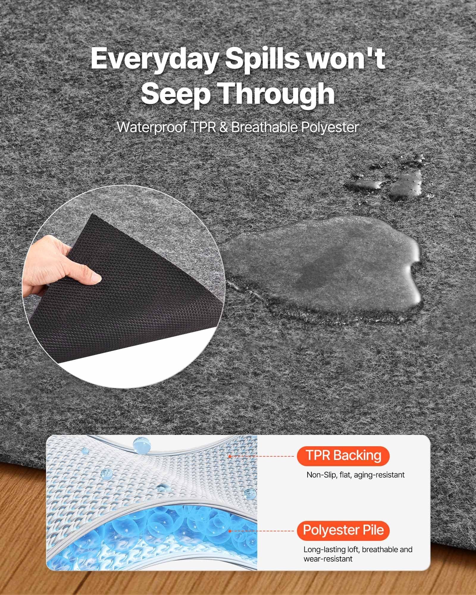 Rug Pad 2.44 x 3.05 m, Non-slip Carpet Area Pad, Rug Mat Padding with Dual Surface Felt Cushion & Rubber Gripper, Hardwood Floor Protection for All Floors, Finishes, Keeps Carpets in Place