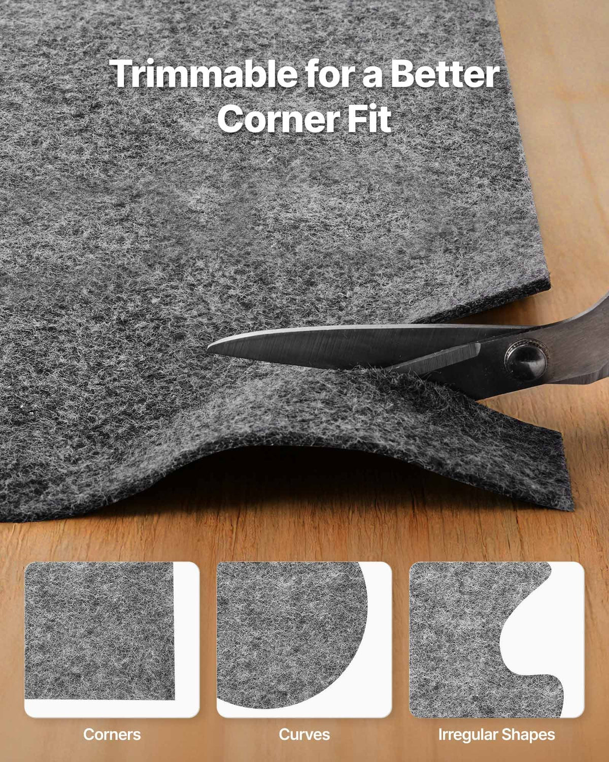 Rug Pad 2.44 x 3.05 m, Non-slip Carpet Area Pad, Rug Mat Padding with Dual Surface Felt Cushion & Rubber Gripper, Hardwood Floor Protection for All Floors, Finishes, Keeps Carpets in Place