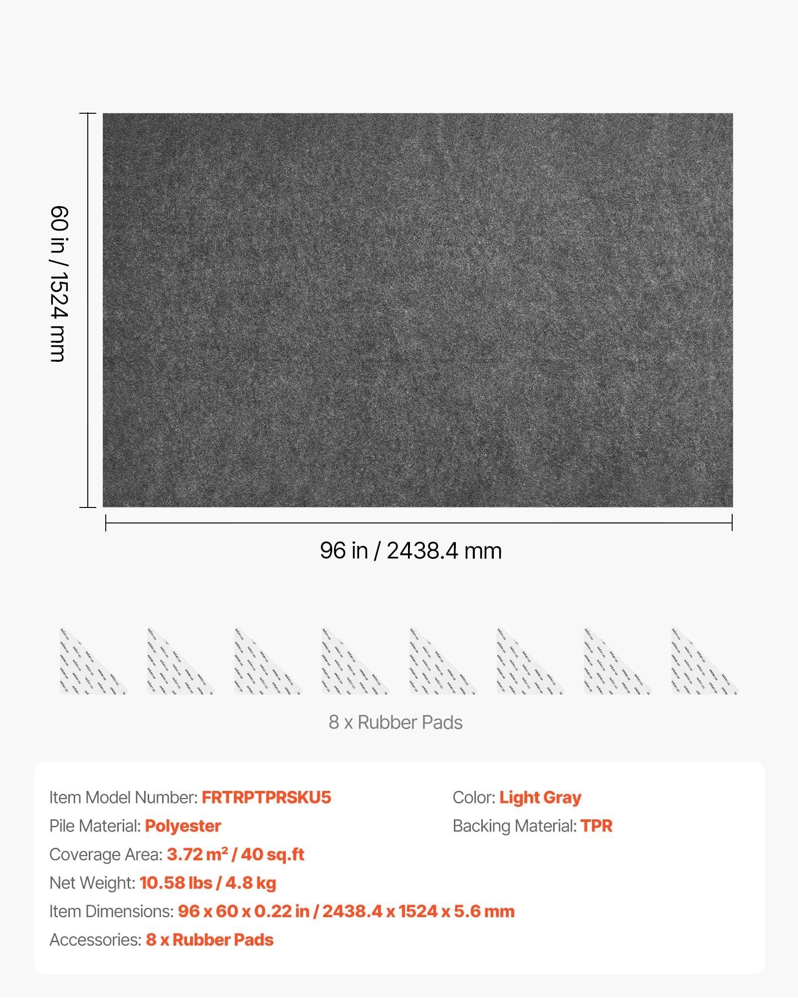 Rug Pad 2.44 x 1.52 m, Non-slip Carpet Area Pad, Rug Mat Padding with Dual Surface Felt Cushion & Rubber Gripper, Hardwood Floor Protection for All Floors, Finishes, Keeps Carpets in Place