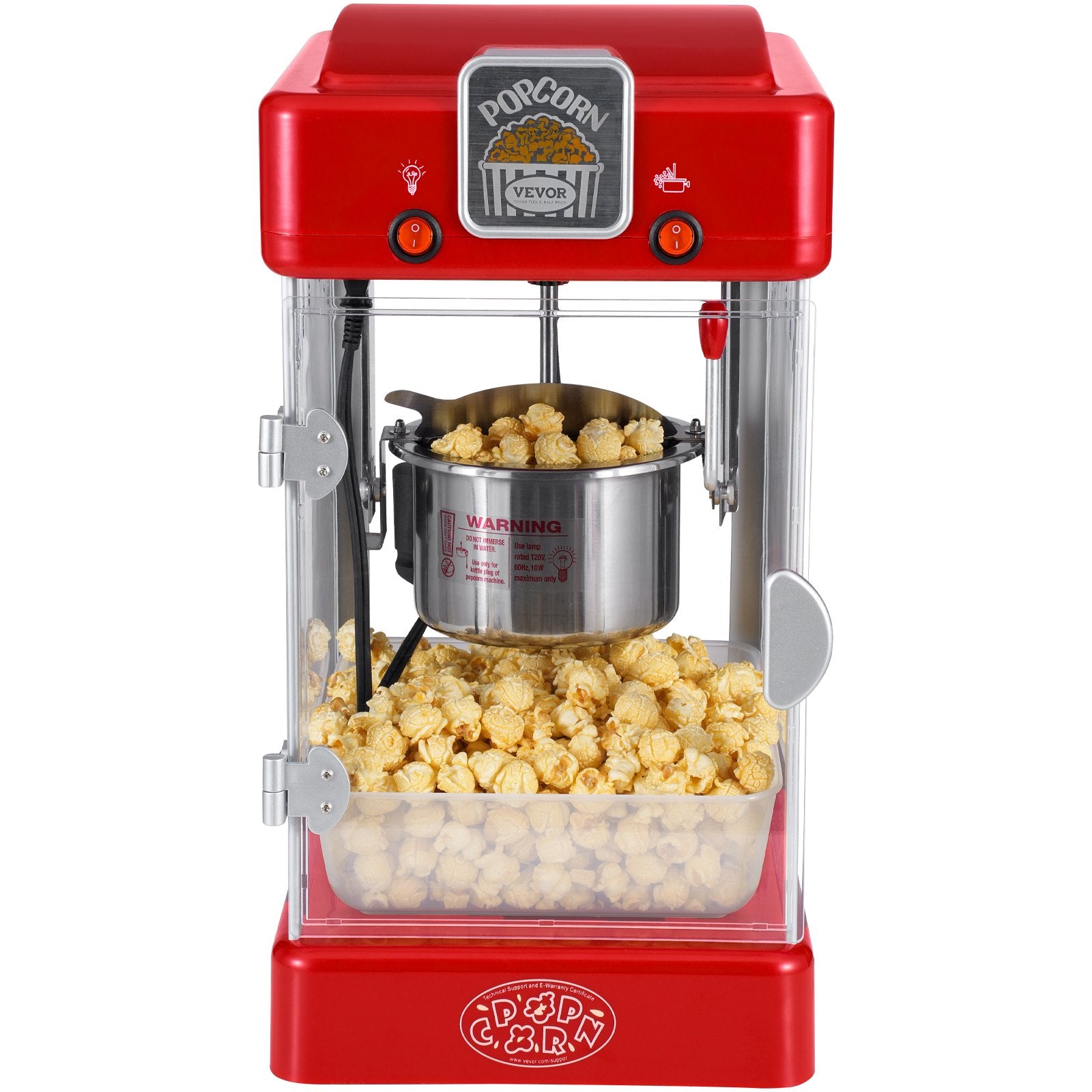 VEVOR Popcorn Popper Machine Tabletop Popcorn Maker 300W 2.5 Oz Red