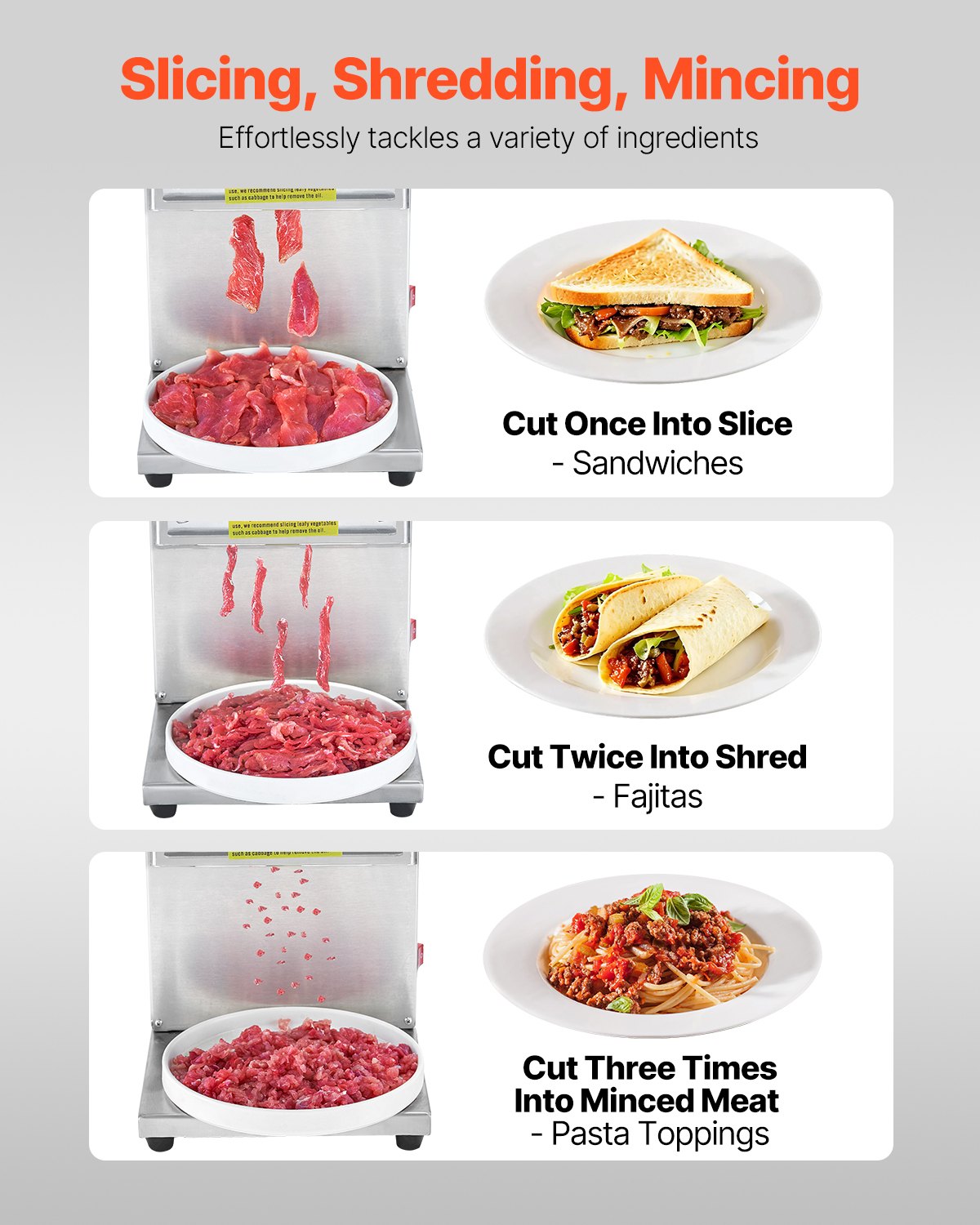 VEVOR Electric Meat Cutter Machine 850W Commercial Meat Slicer Cutting Machine