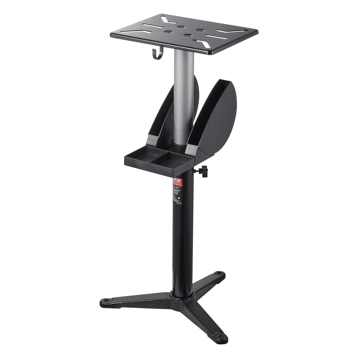 Bench Grinder Stand, Bench Grinder Vise Floor Pedestal with 31.5 x 25.4 cm Mounting Plate, Height-Adjustable Pedestal Stand with Grinding Wheel Storage Compartment &amp; Heavy-Duty Cast Iron Base