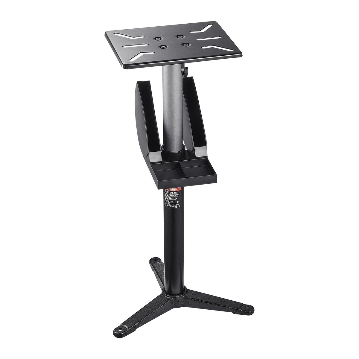 Bench Grinder Stand, Bench Grinder Vise Floor Pedestal with 31.5 x 25.4 cm Mounting Plate, Height-Adjustable Pedestal Stand with Grinding Wheel Storage Compartment & Heavy-Duty Cast Iron Base