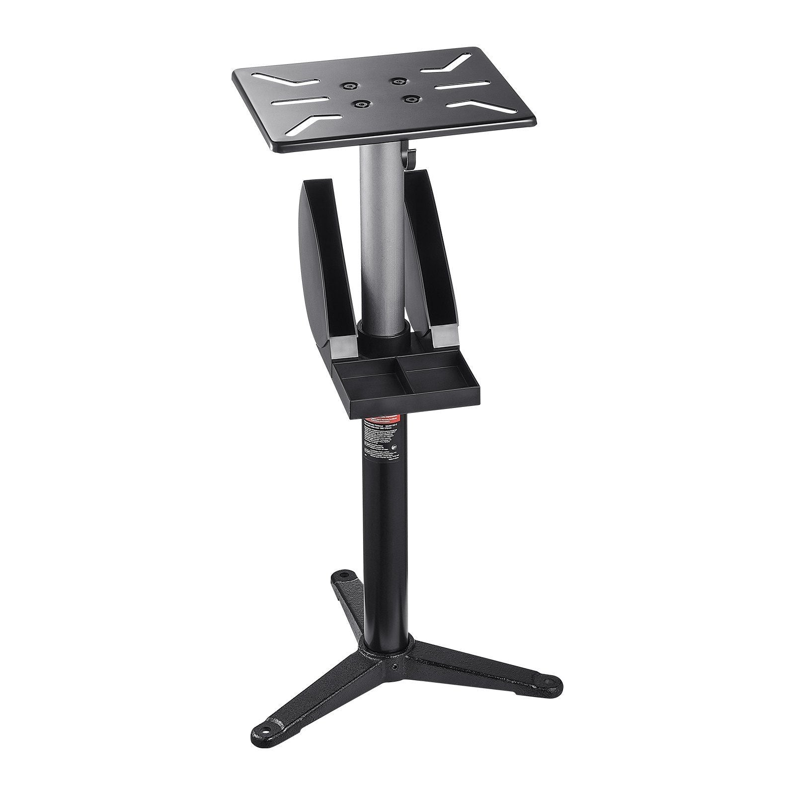 Bench Grinder Stand, Bench Grinder Vise Floor Pedestal with 31.5 x 25.4 cm Mounting Plate, Height-Adjustable Pedestal Stand with Grinding Wheel Storage Compartment & Heavy-Duty Cast Iron Base