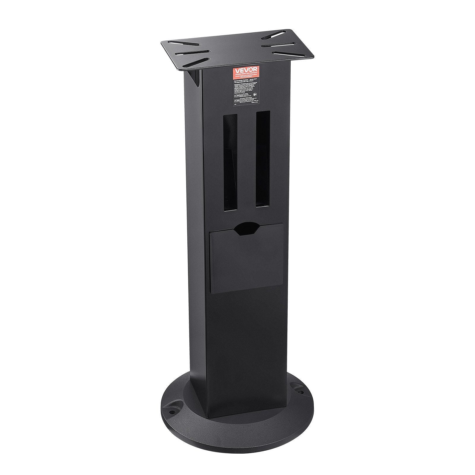 Bench Grinder Stand, Heavy-Duty Grinder and Vise Floor Pedestal with 28 x 17 cm Mounting Plate, Grinding Wheel Storage Compartments & Cast Iron Base, Compatible with Most Bench Grinders