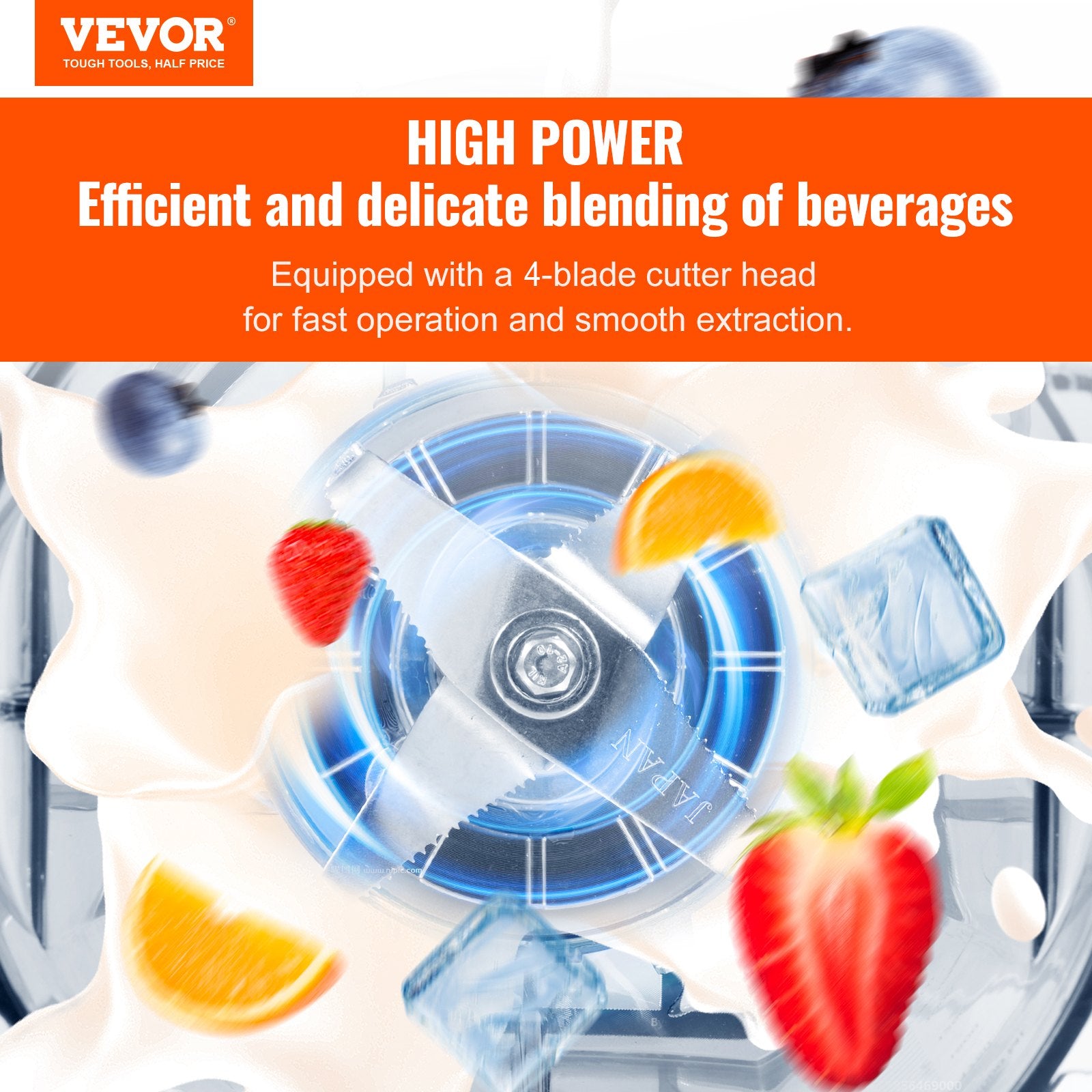 VEVOR Professional Blender with Shield, Commercial Countertop Blenders, 2L Jar Blender Combo, Stainless Steel 9 Speed & 5 Functions Blender, for Shakes, Smoothies, Peree, and Crush Ice, White