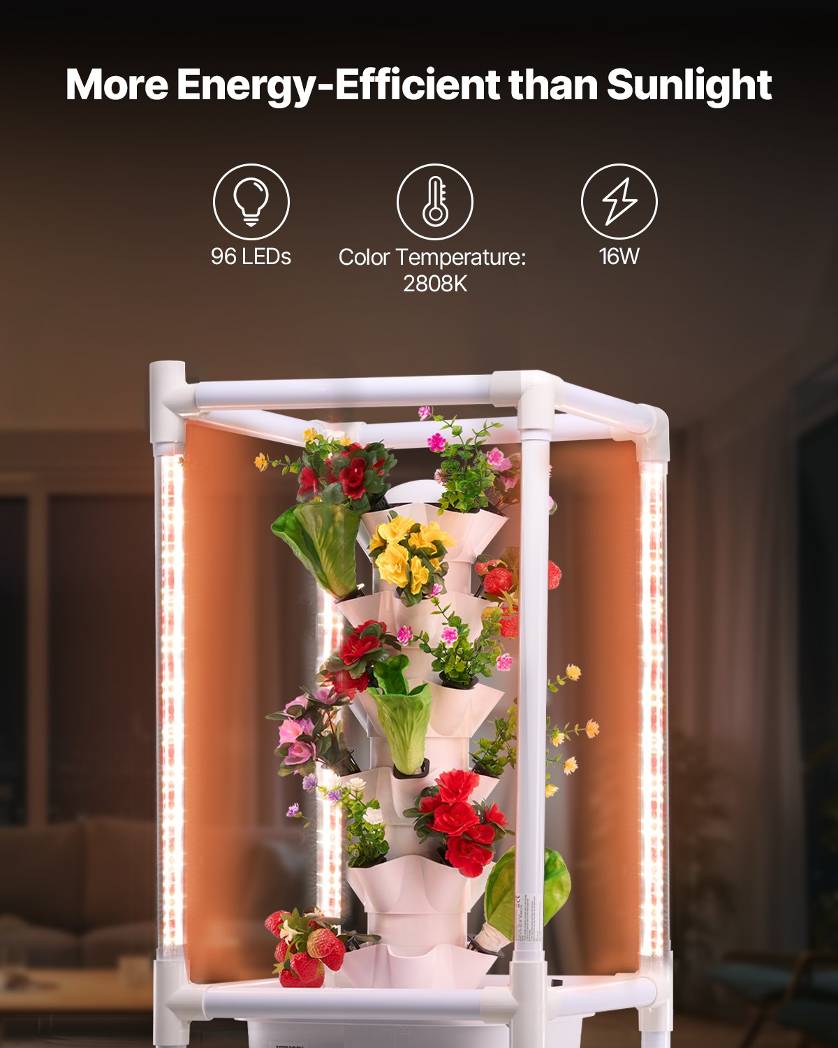 VEVOR Hydroponic Growing System with Grow Light 30 Pods Hydroponic Tower Garden
