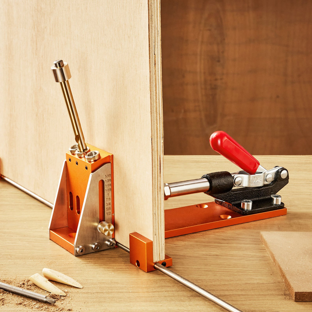 VEVOR Pocket Hole Jig Kit, 34 Pcs Pocket Hole Jig System with C-clamp,  Fixture, Step Drills, Wrenches, Drill Stop Rings, Square Drive Bits, Toolbox, for DIY Carpentry Projects, Adjustable