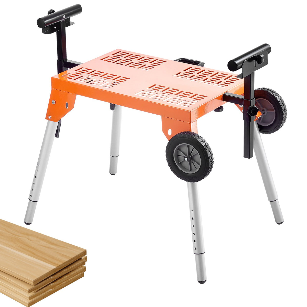 VEVOR Miter Saw Stand with Tabletop and Wheels 330lbs Load Capacity Adjustable