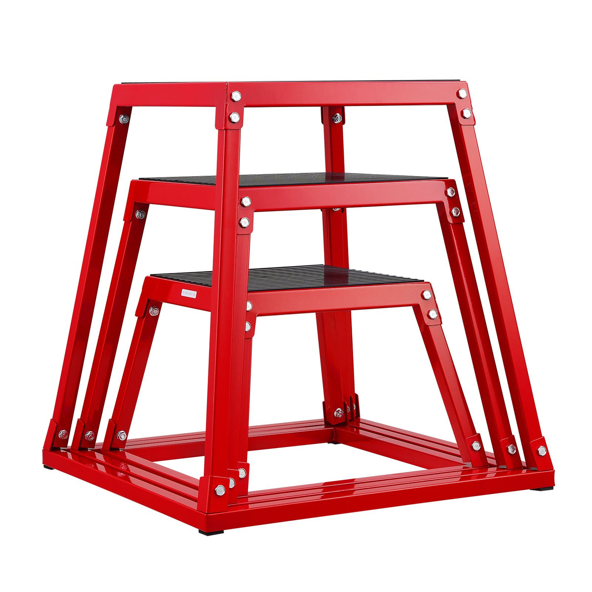 VEVOR Plyometric Jump Boxes, 12/18/24 Inch Plyo Box, Platform and Jumping Agility Box, Anti-Slip Fitness Exercise Step Up Box Set for Home Gym Training, Conditioning Strength Training, Red