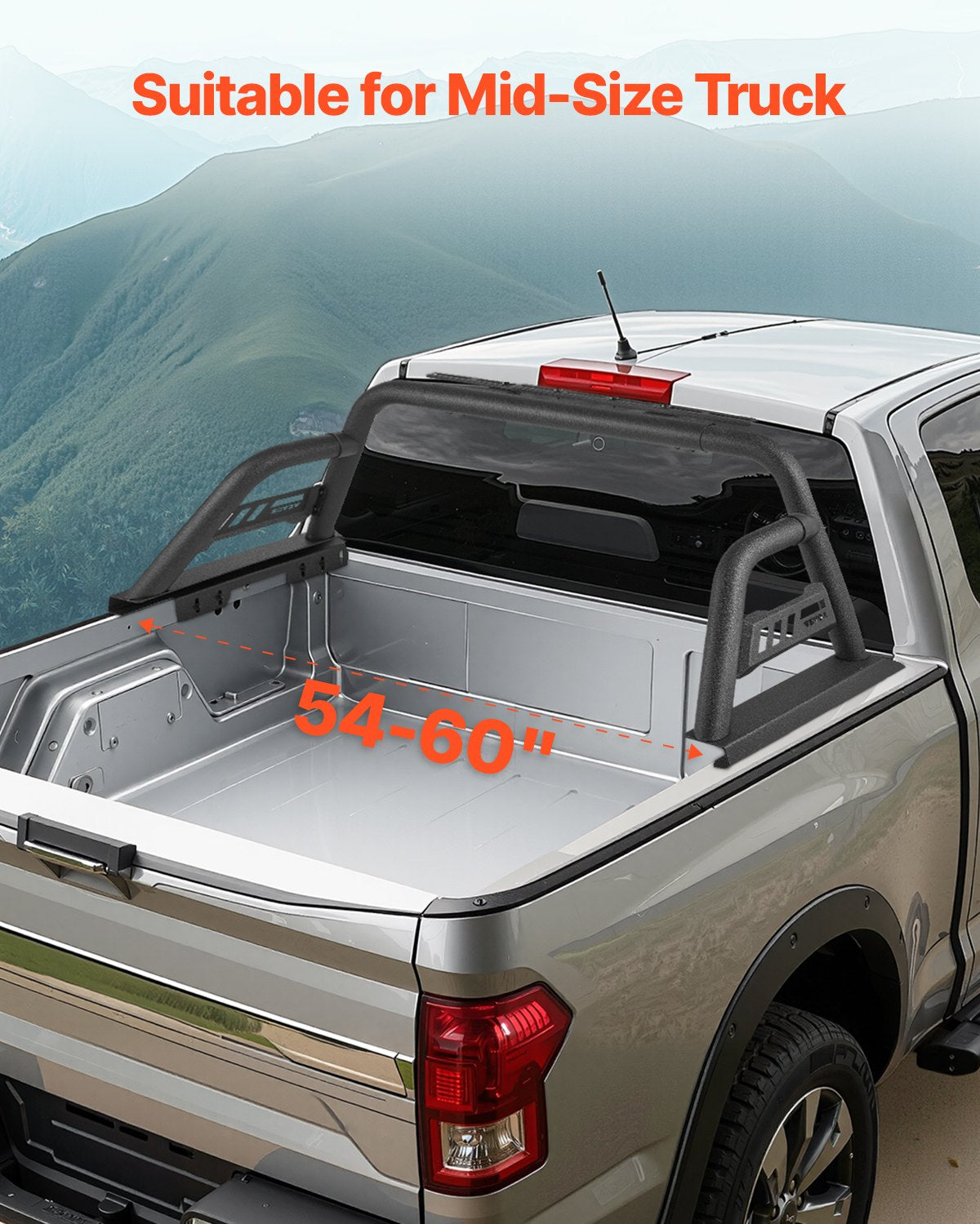 VEVOR Truck Bed Roll Bar Universal Chase Rack for Mid-Size Pickup Carbon Steel