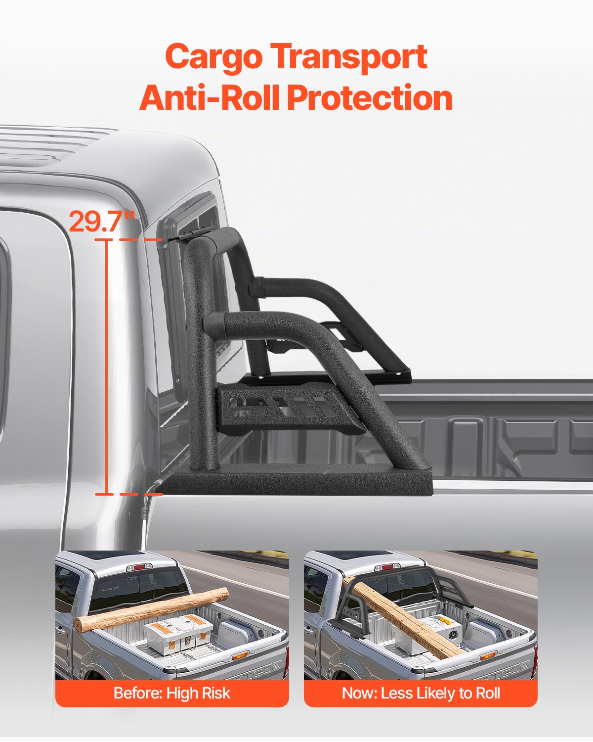 VEVOR Truck Bed Roll Bar Universal Chase Rack for Full-Size Pickup Carbon Steel