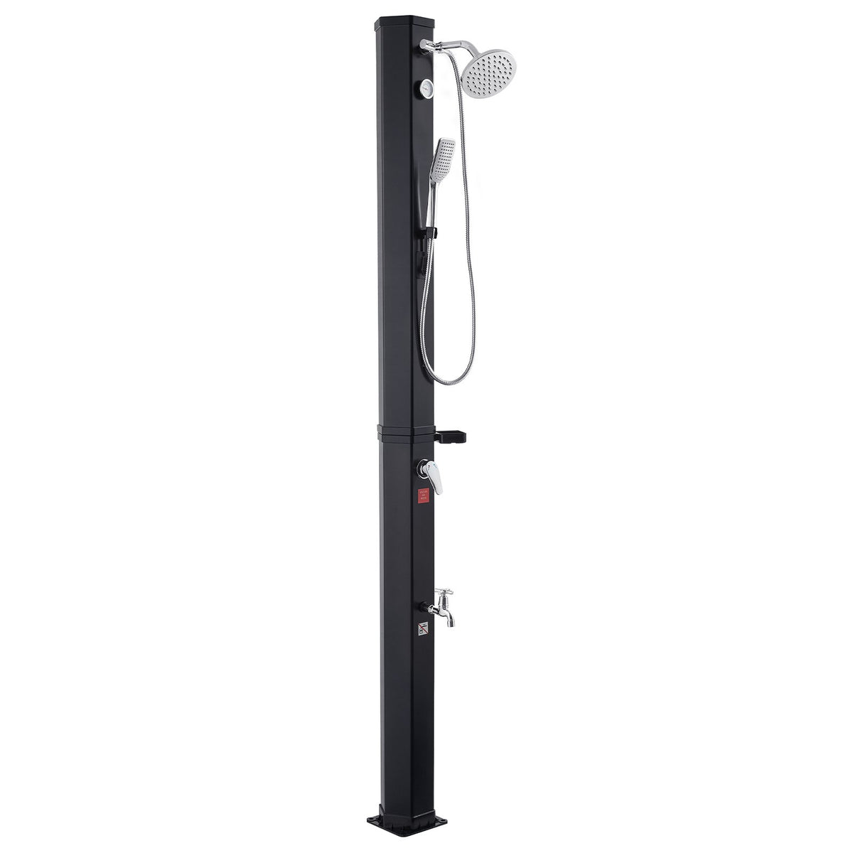 VEVOR 40L Solar Heated Shower, 205cm Showerhead Height Outdoor Shower, with Handheld &amp; Foot Faucet, Hot &amp; Cold Water Adjustment, Freestanding for Backyard Poolside Beach Pool, Black
