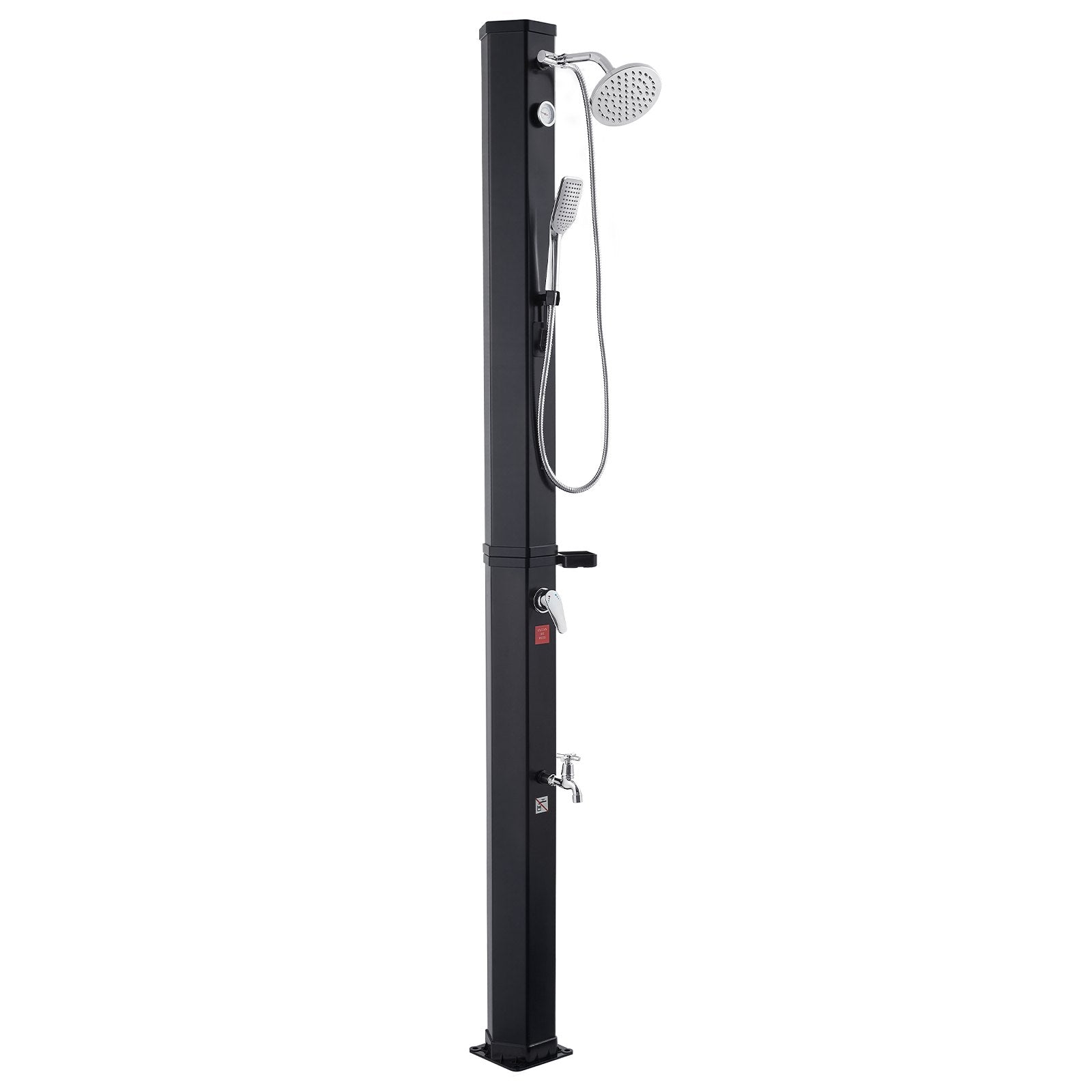 VEVOR 40L Solar Heated Shower, 205cm Showerhead Height Outdoor Shower, with Handheld & Foot Faucet, Hot & Cold Water Adjustment, Freestanding for Backyard Poolside Beach Pool, Black