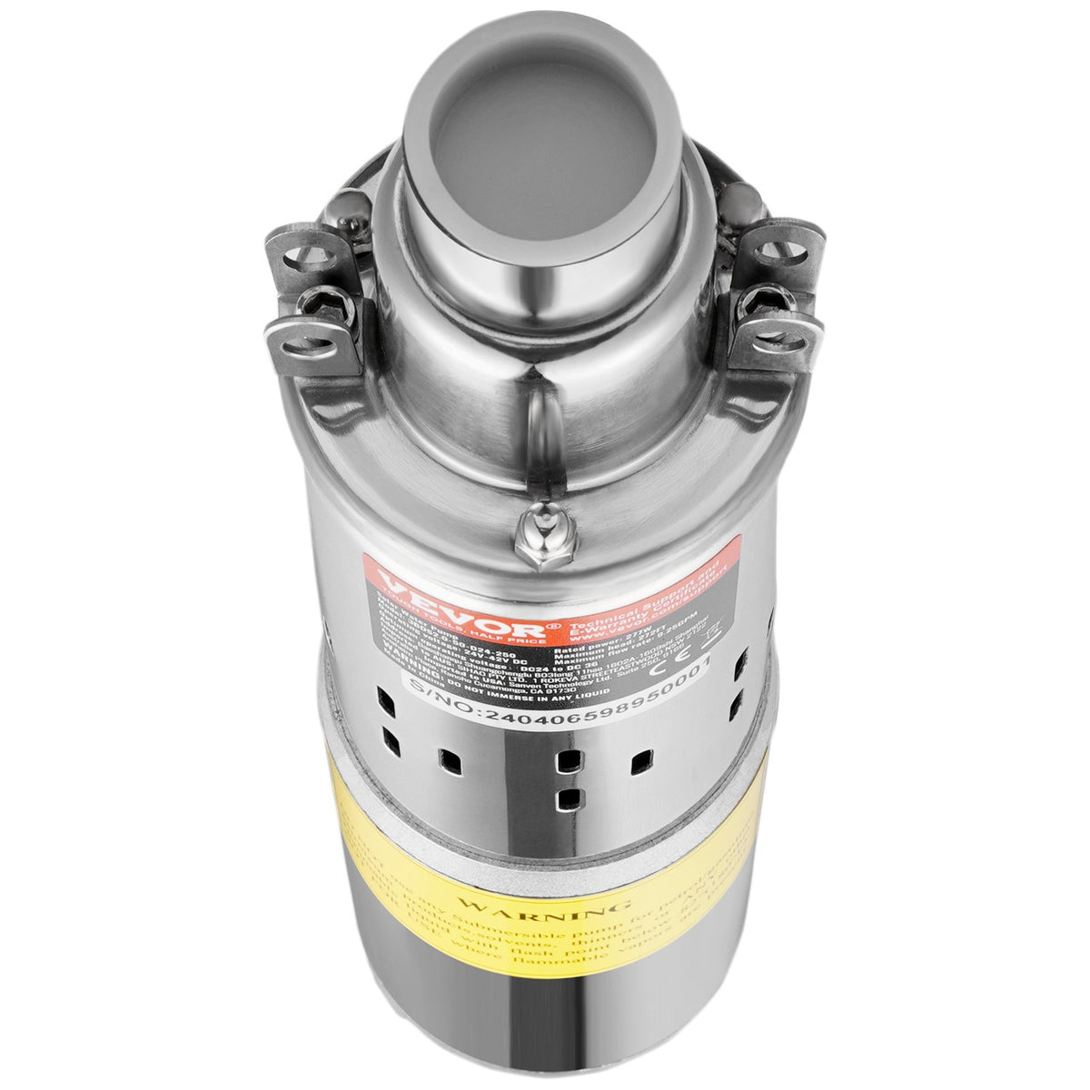 VEVOR Solar Water Pump, DC 277W Submersible Deep Well Pump, Max Flow 2.1 m³/H, Max Head 83 m, Max Submersion Depth 20 m, Solar Powered Water Pump for Well, Farm Ranch Irrigation, Livestock Drinking