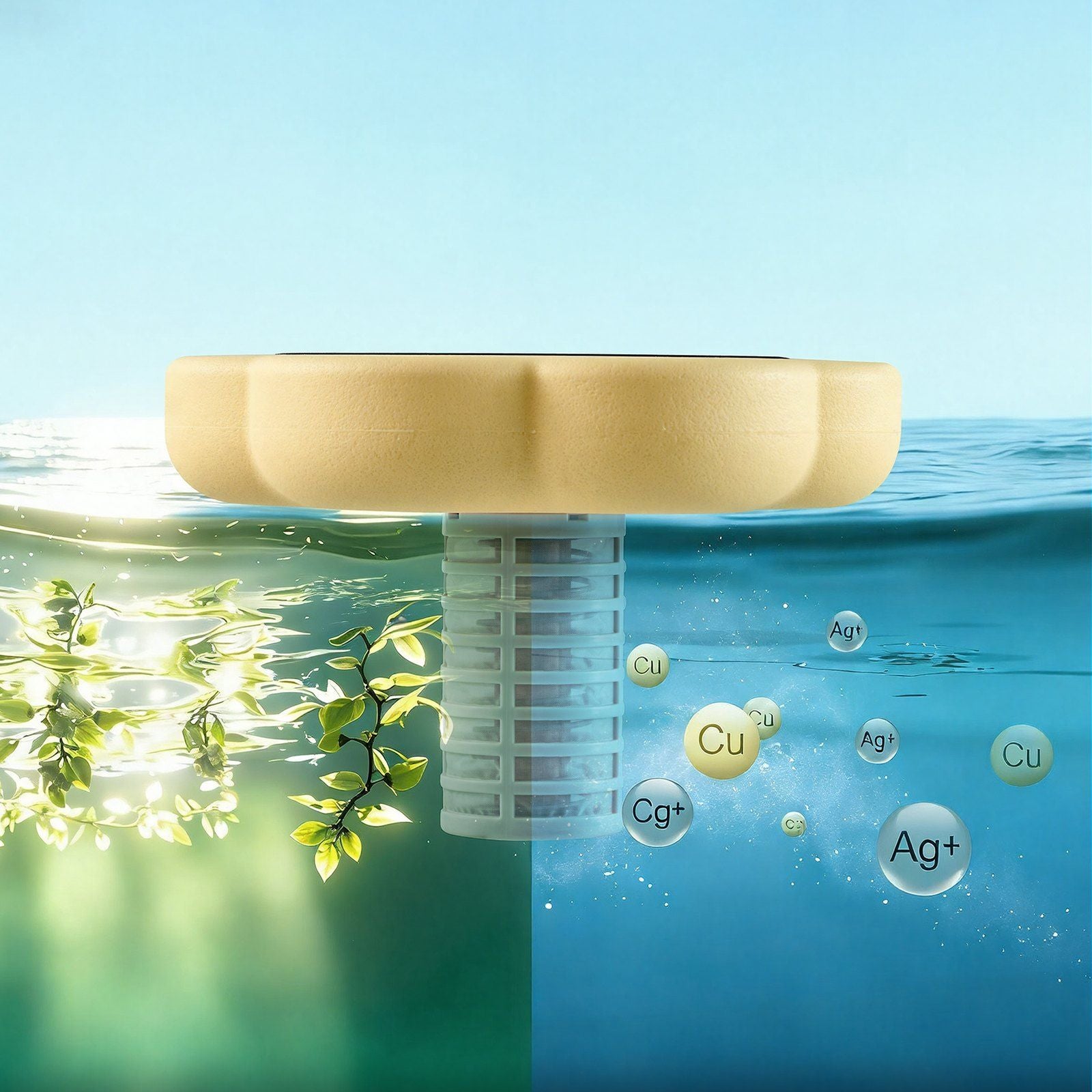 Solar Pool Ionizer, Petal Copper Pool Ionizer Up to 170343 L, Floating Automatic Water Cleaner and Purifier, Chlorine Free Water, with Copper Anode, Spring, Brush and Filter for Pools & Spas