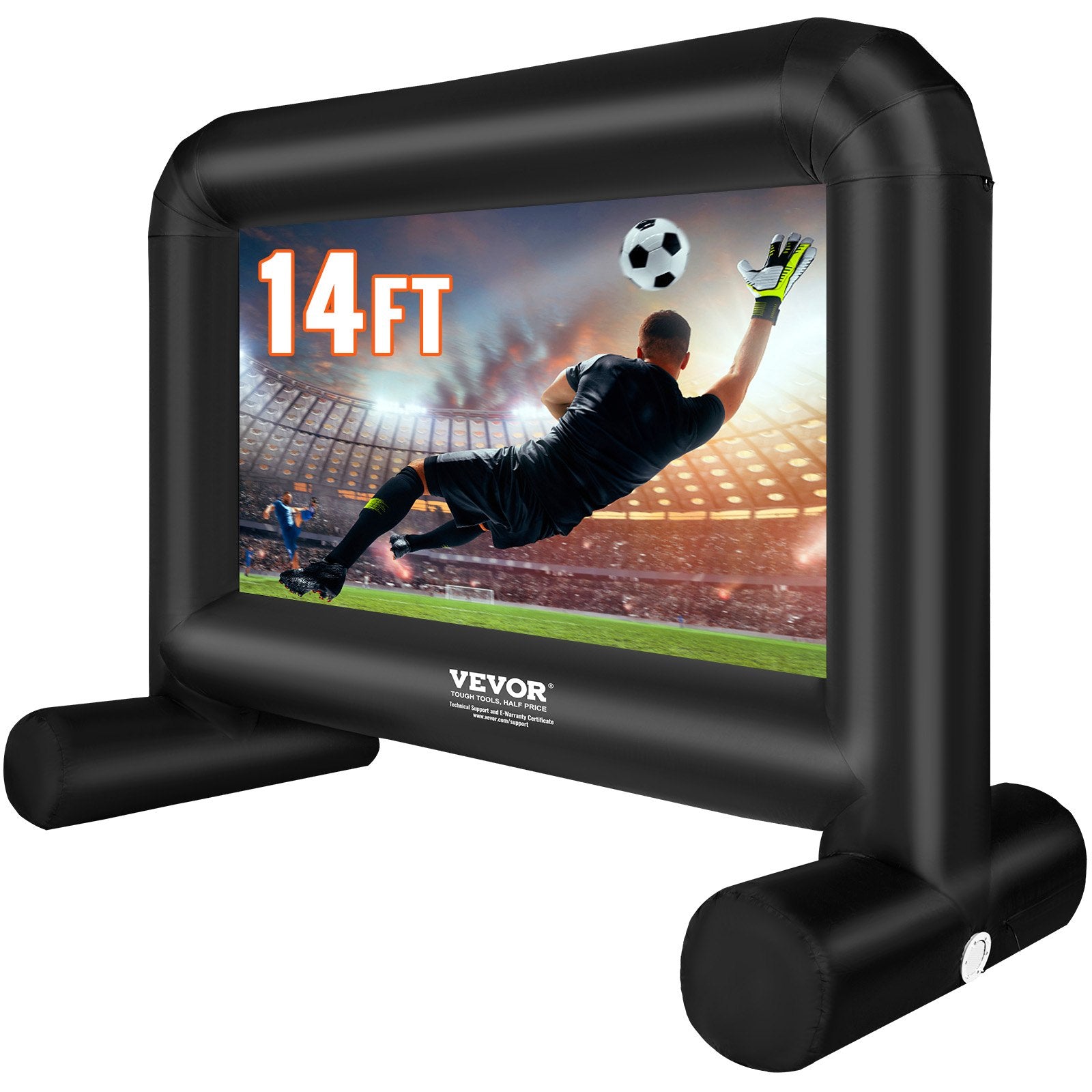 VEVOR Inflatable Movie Screen, 14 FT Inflatable Projector Screen for Outside with Blower and Carrying Bag, Front/Rear Projection, Oxford Fabric Blow Up Screen for Outdoor Parties Backyard Movie Night