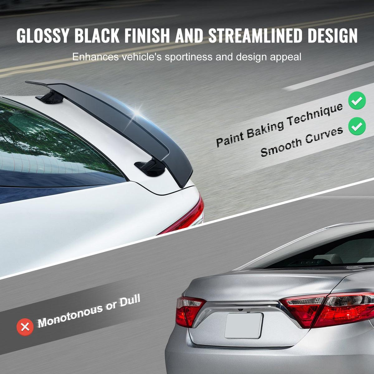 VEVOR Universal Rear Spoiler 46.3'' GT Style Trunk Wing for Sedans and Coupes