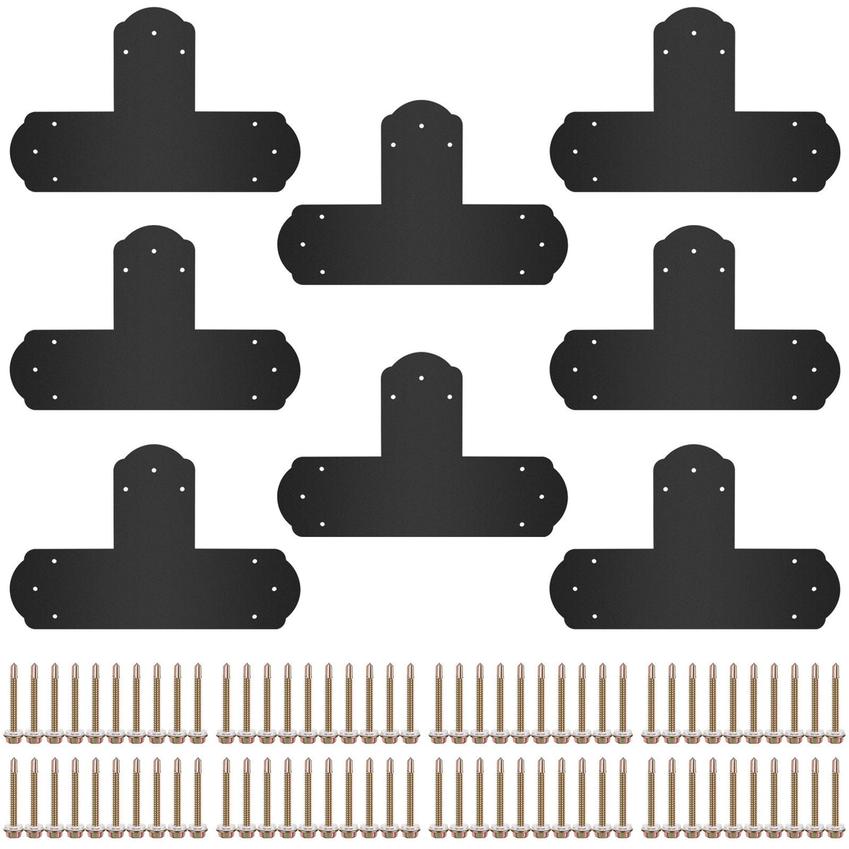 VEVOR Black T Mending Plate T-shape 8 PCs 6" Flat Connector Post to Beam Bracket