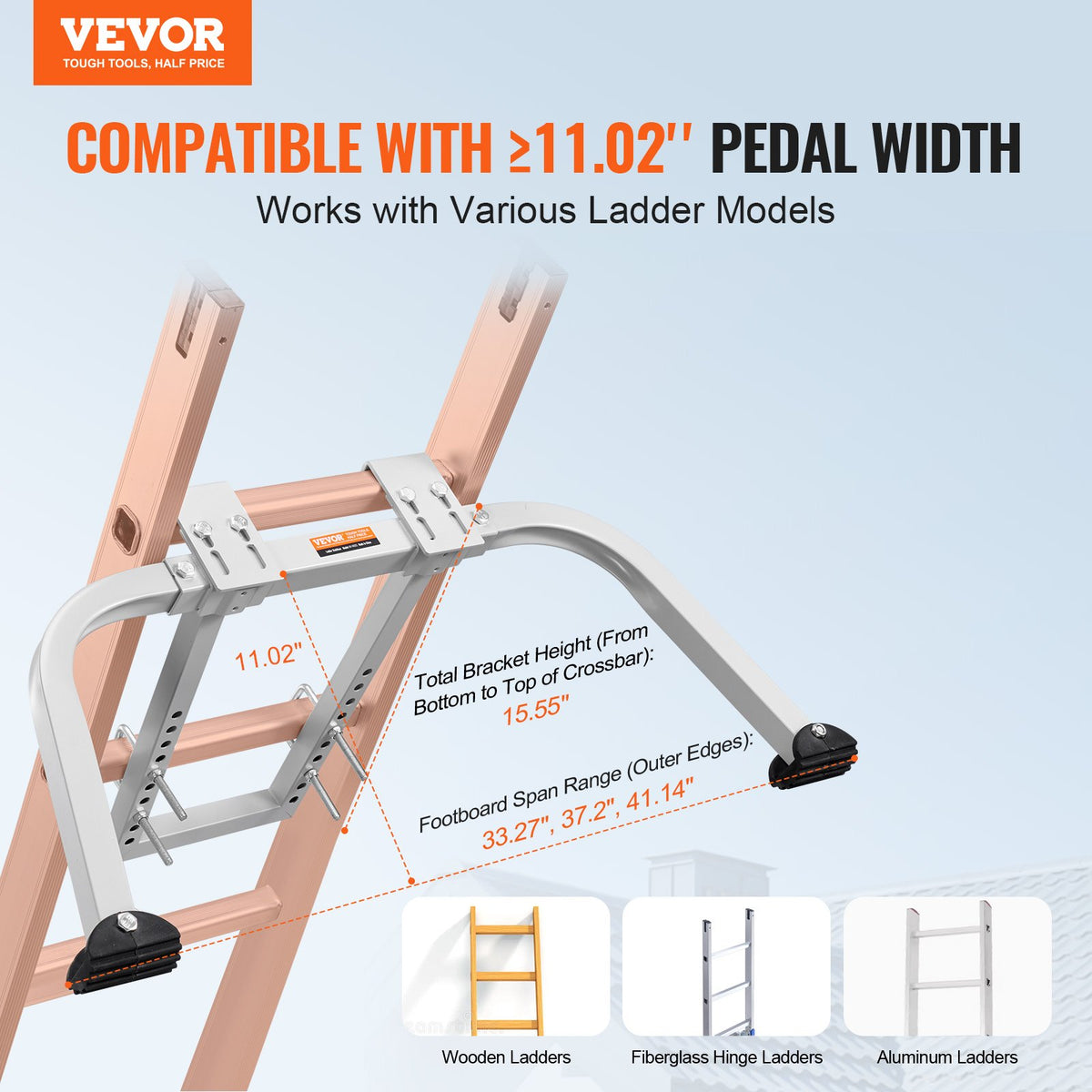 VEVOR Ladder Stabilizer with Wing Span Heavy Duty Steel Roof Hook Stabilizer