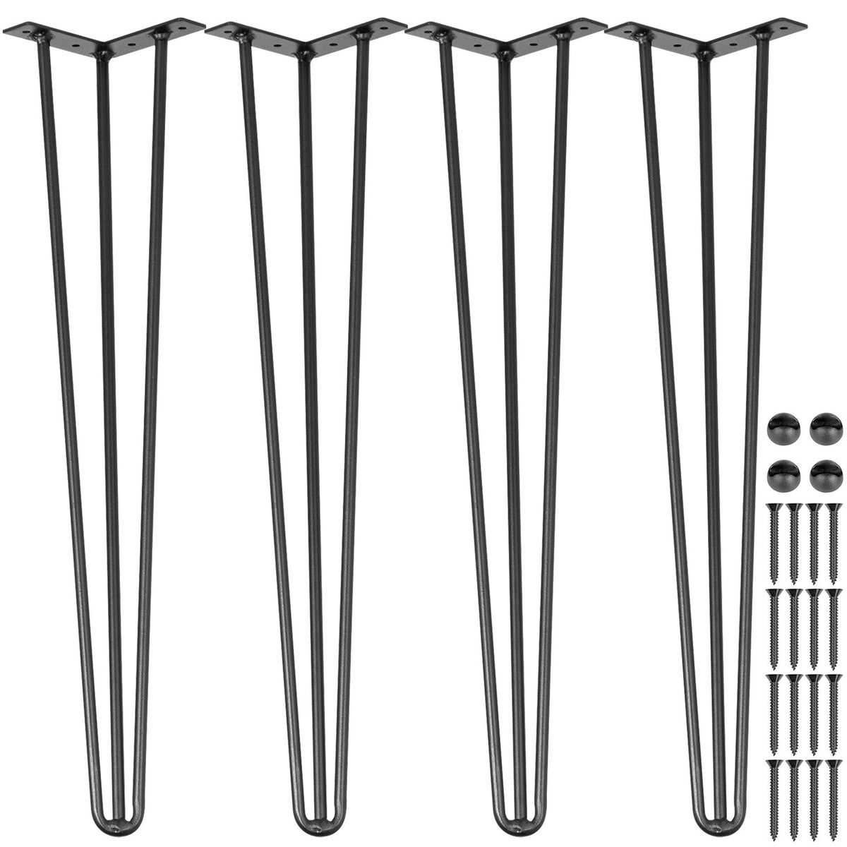 VEVOR Hairpin Table Legs 30 inch Black Set of 4 Desk Legs Each 220lbs Capacity Hairpin Desk Legs 3 Rods for Bench Desk Dining End Table Chairs Carbon Steel DIY Table Legs Heavy Duty Furniture Legs