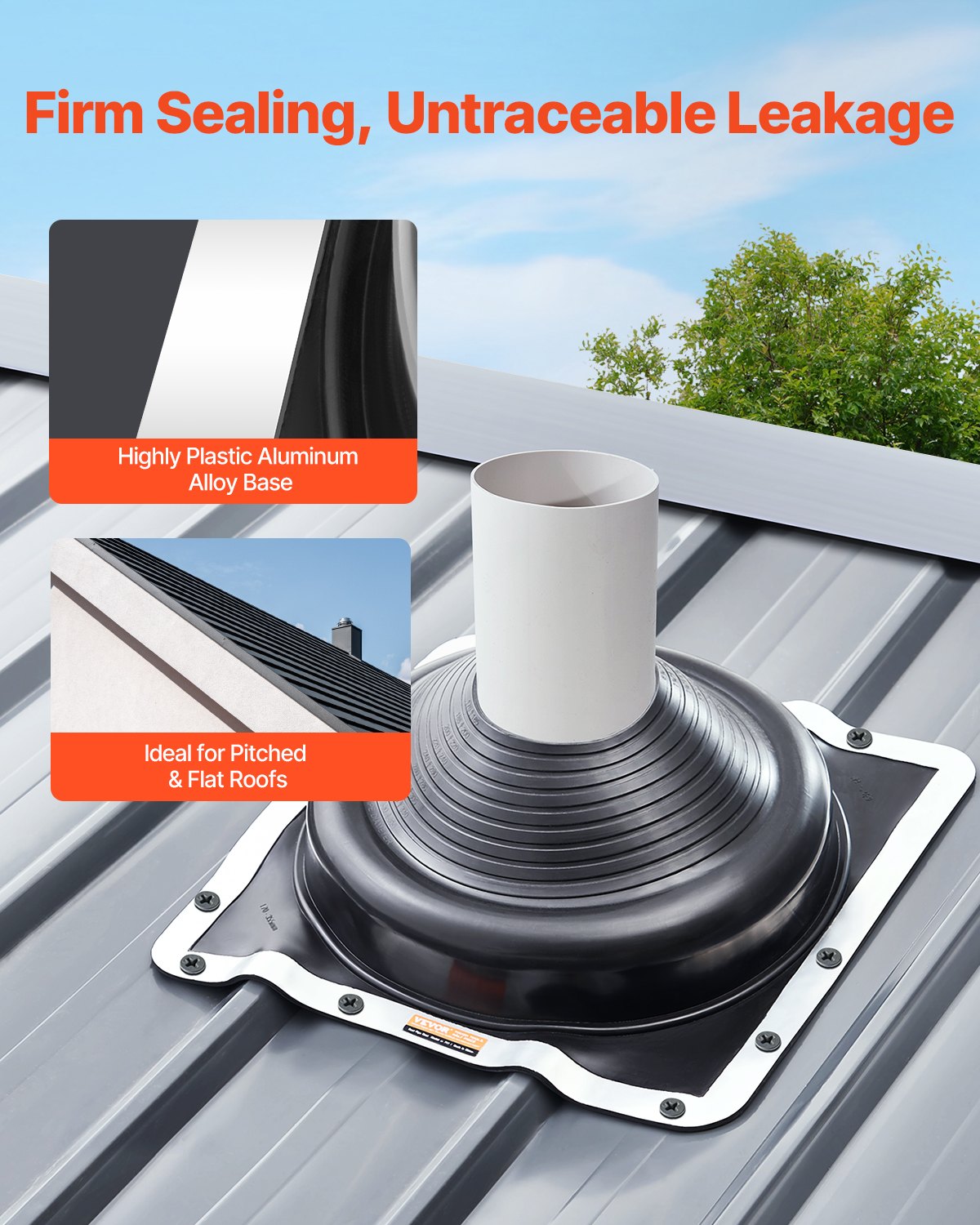 VEVOR 2 Pcs Metal Roof Pipe Flashing Boots Fit 170-355 mm Pipe High Temp EDPM