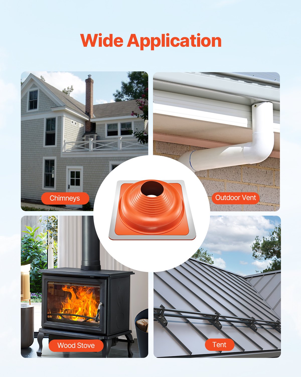 VEVOR 2 Pcs Metal Roof Pipe Flashing Boot Fit 160-300 mm Pipe High Temp Silicone