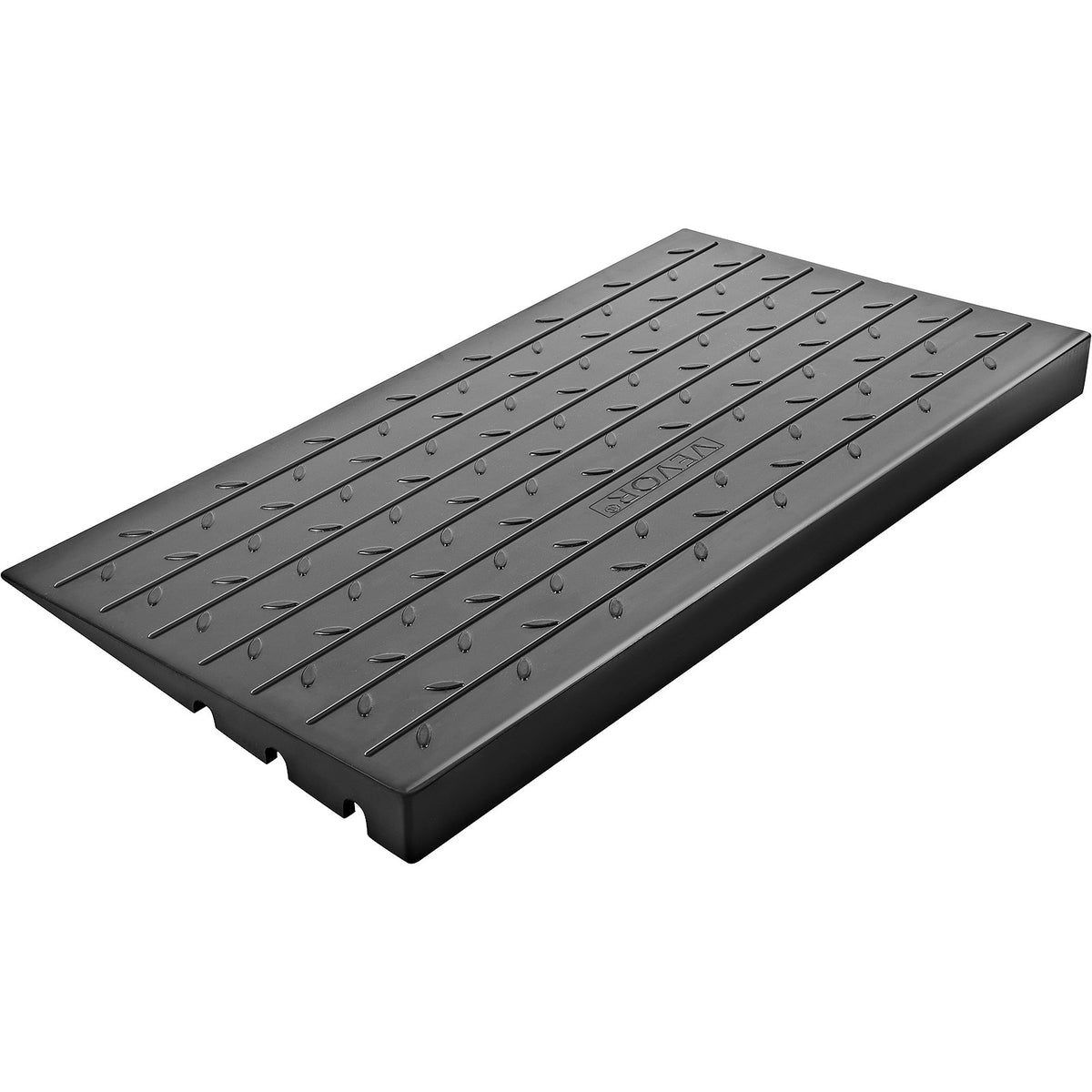 VEVOR Rubber Threshold Ramp, 7.62 cm Rise Threshold Ramp Doorway, 3 Channels Cord Cover Rubber Solid Threshold Ramp, Rubber Angled Entry Rated 997.9 kg Load Capacity for Wheelchair and Scooter