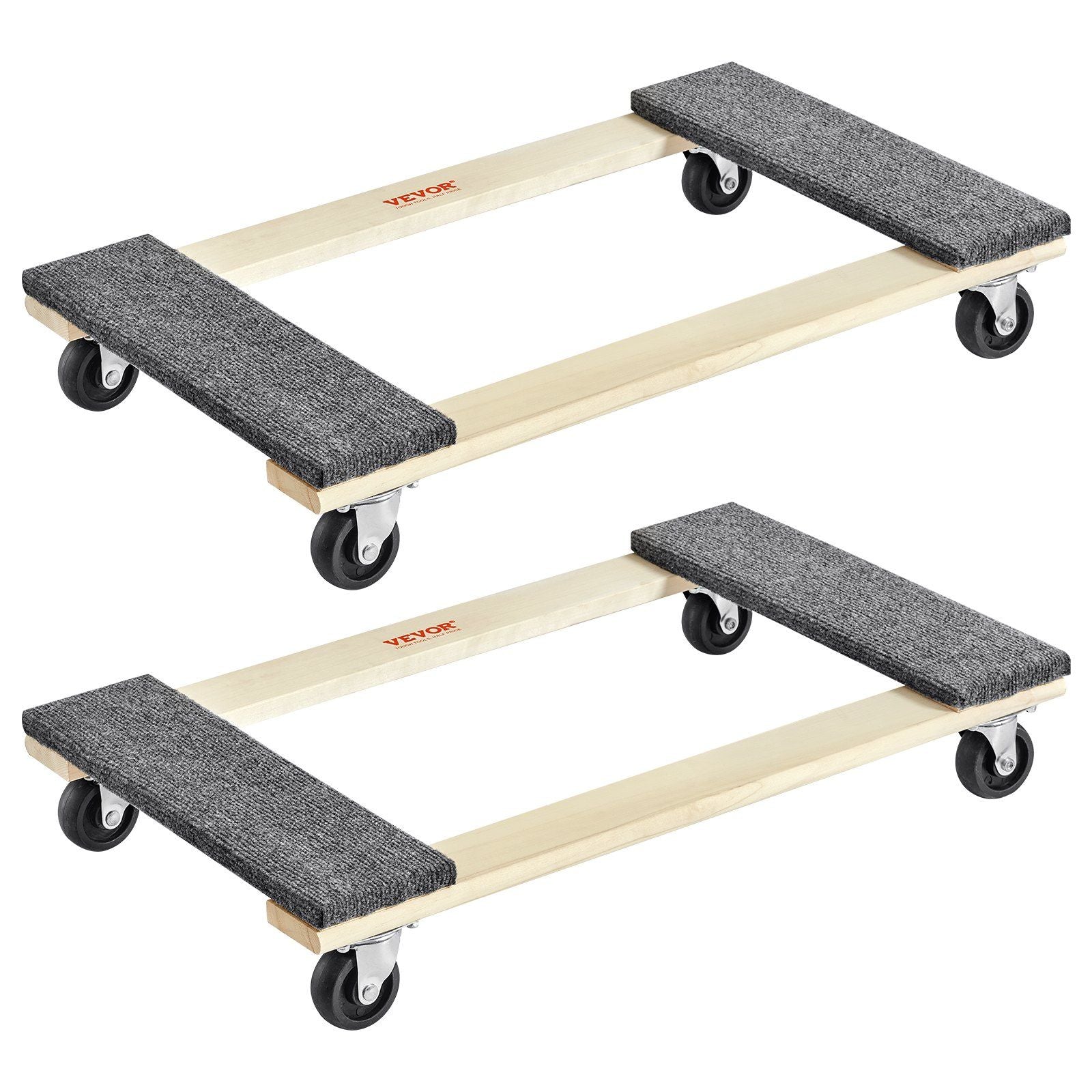 Furniture Dolly, 454kg Each Load Capacity, 2 Packs, 457.2x762mm, 8x76mm PP Swivel Casters, Heavy Duty Hardwood Furniture Moving Dolly, Mover's Dolly, Moving Cart with Wheels for Heavy Furniture