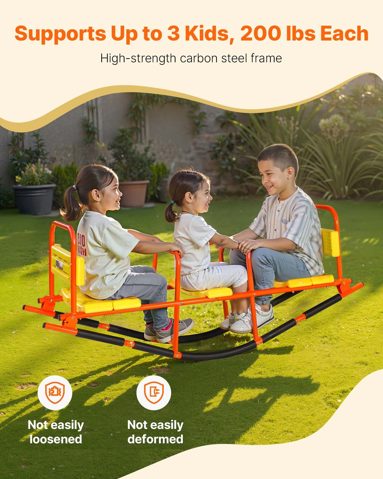 VEVOR Kids Seesaw 90 kg Capacity Metal Rocking Teeter Totter with Handles
