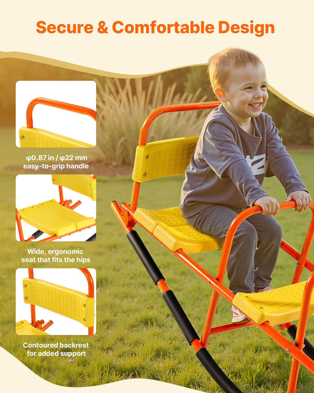 VEVOR Kids Seesaw 90 kg Capacity Metal Rocking Teeter Totter with Handles
